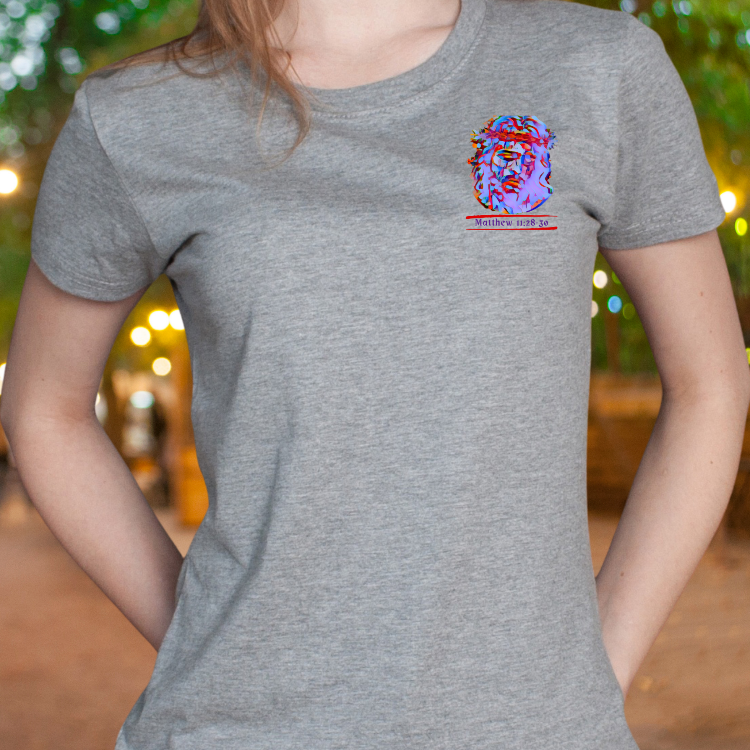 Come to Me - Crew Neck Unisex T-shirt, featuring Matthew 11:28-30 product thumbnail image Come to Me - Crew Neck Unisex T-shirt, featuring Matthew 11:28-30 product thumbnail image