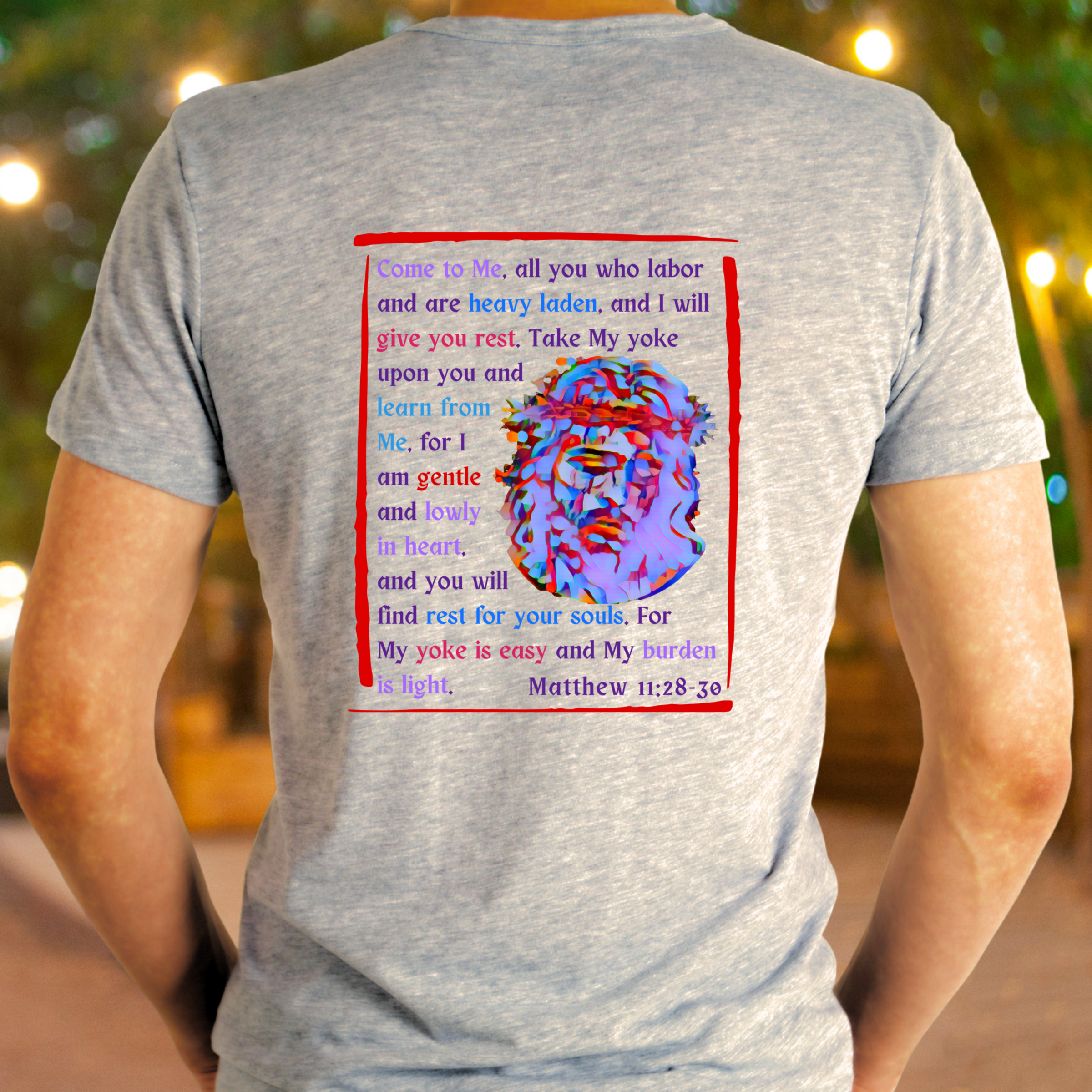 Come to Me - Crew Neck Unisex T-shirt, featuring Matthew 11:28-30 product thumbnail image Come to Me - Crew Neck Unisex T-shirt, featuring Matthew 11:28-30 product thumbnail image