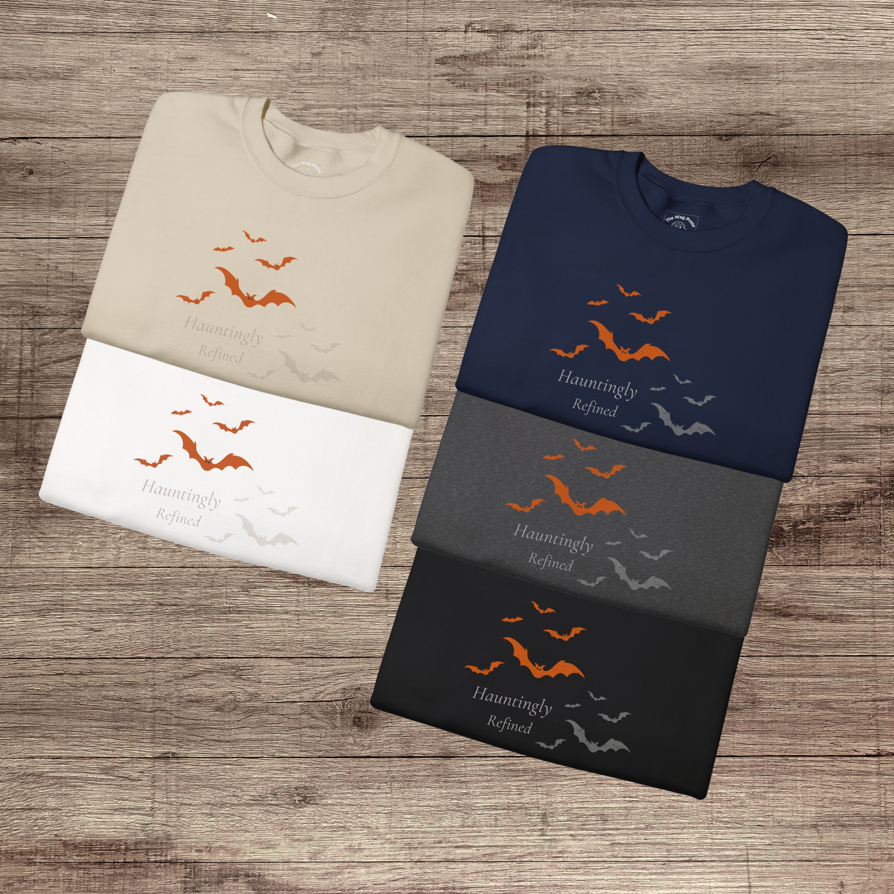 Hauntingly Refined Bats Crewneck, Distressed Vintage Rust Orange Gothic Halloween Unisex Pullover product thumbnail image Hauntingly Refined Bats Crewneck, Distressed Vintage Rust Orange Gothic Halloween Unisex Pullover product thumbnail image