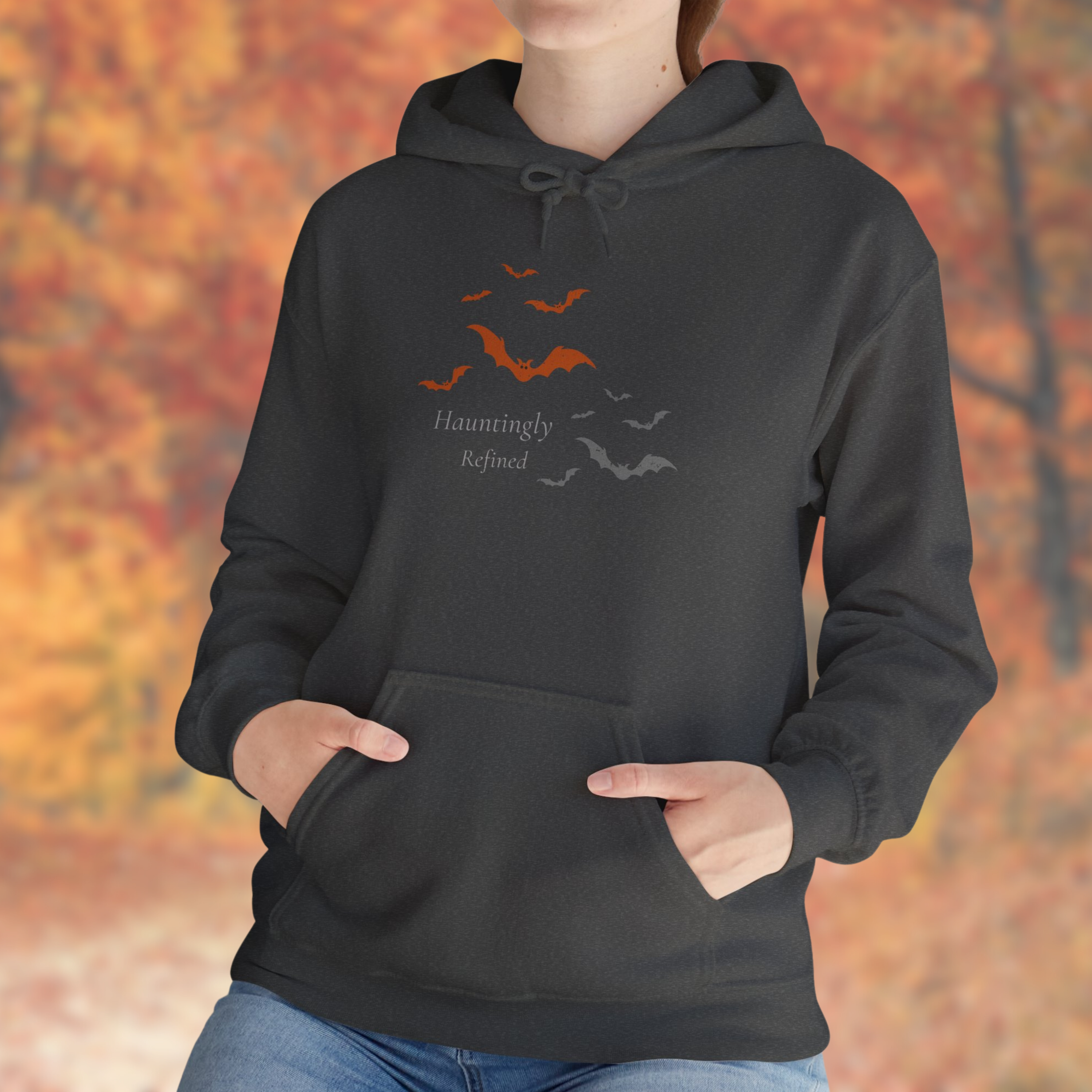 Hauntingly Refined Bats Hoodie, Distressed Rust Orange Gothic Halloween Unisex Cozy Pullover product thumbnail image Hauntingly Refined Bats Hoodie, Distressed Rust Orange Gothic Halloween Unisex Cozy Pullover product thumbnail image