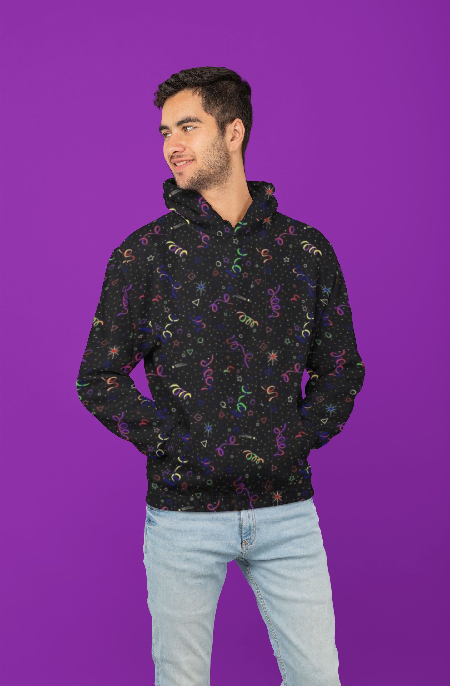 Arcade Rug AOP Fashion Hoodie | Colorful Graphic Hoodie, Cozy Streetwear, Perfect Gift for Teens, Festival Wear, Trendy Casual Outfit product thumbnail image