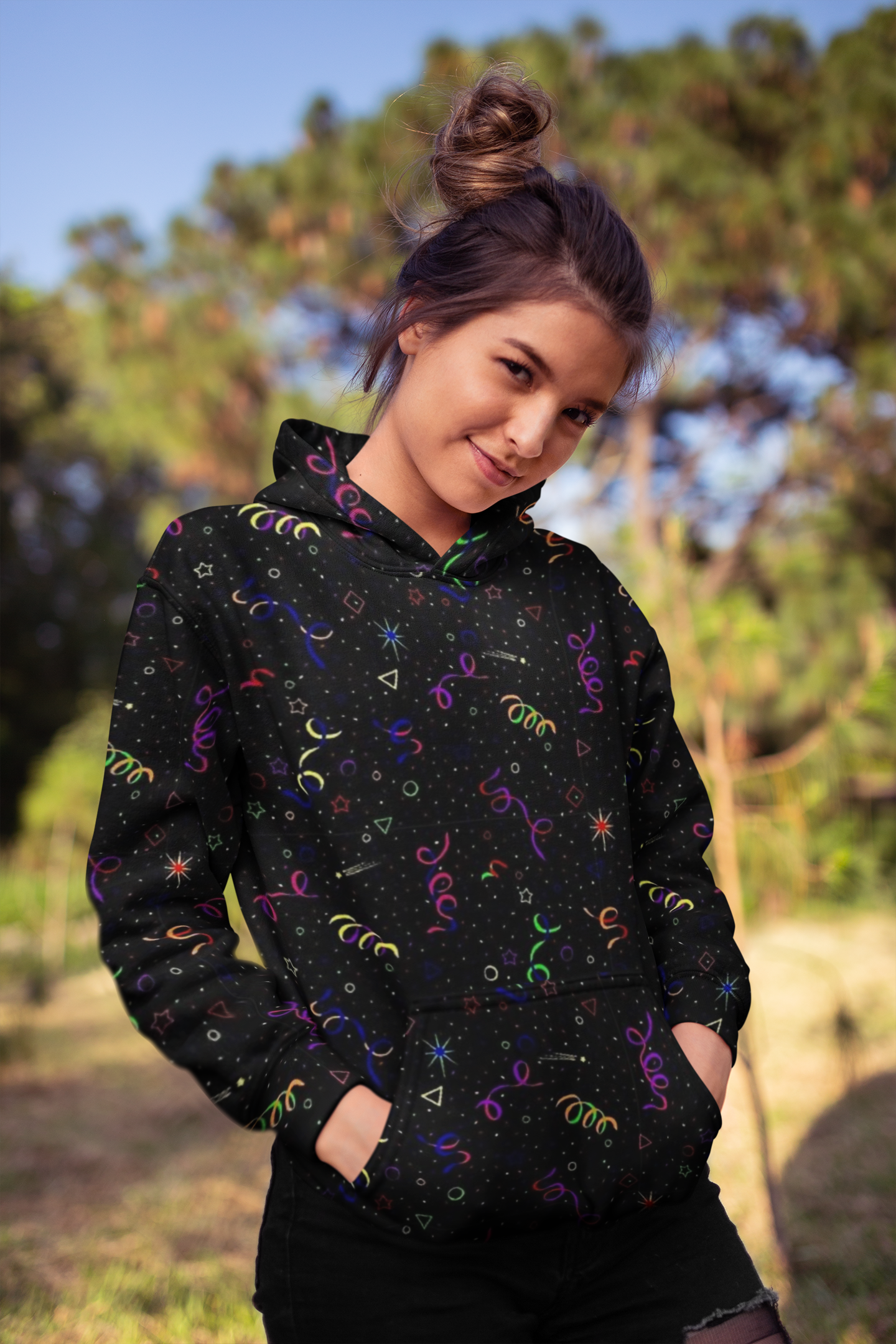 Arcade Rug AOP Fashion Hoodie | Colorful Graphic Hoodie, Cozy Streetwear, Perfect Gift for Teens, Festival Wear, Trendy Casual Outfit product thumbnail image