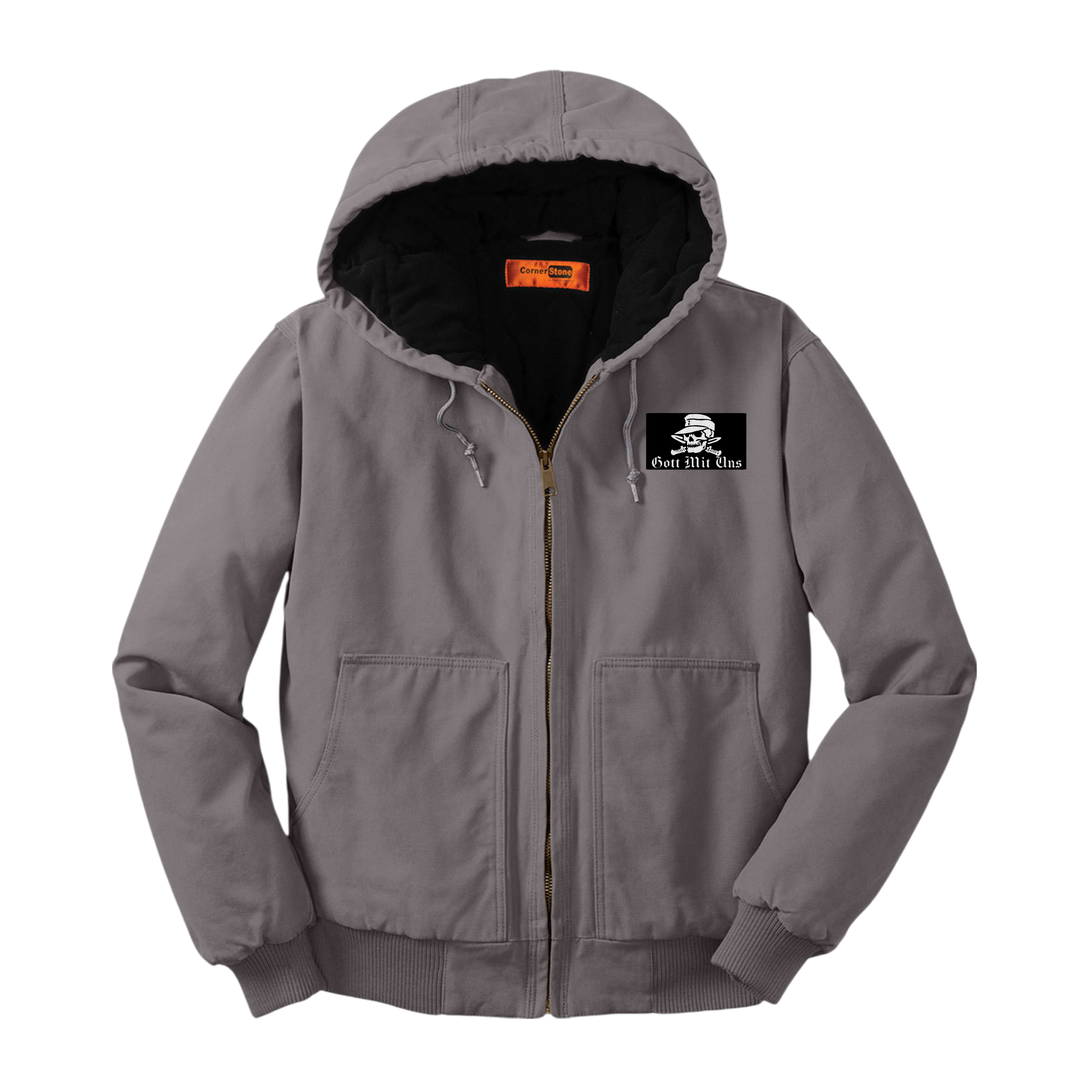 Men's Duck Cloth Work Jacket, Durable Hooded Jacket, Outdoor Workwear, Fall Fashion, Embroidered Work Jacket, Casual Outerwear product thumbnail image