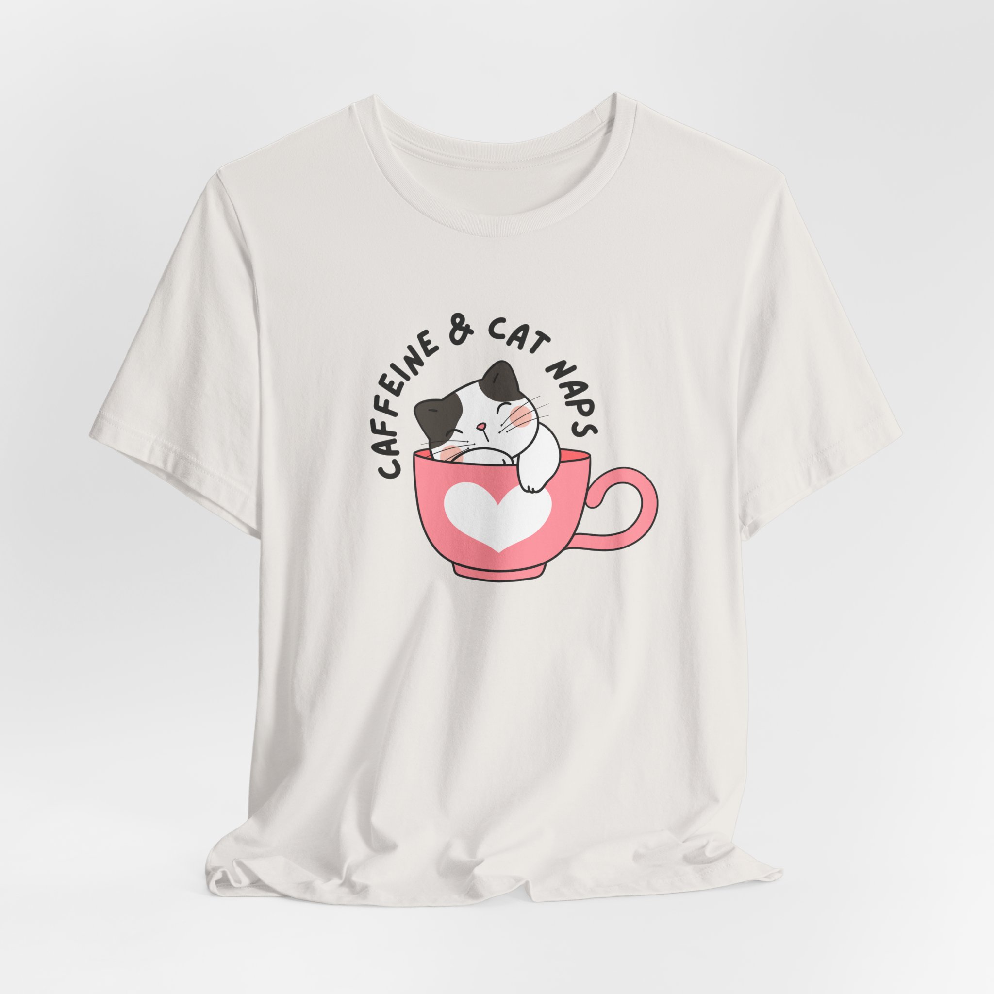 Caffeine &amp; Cat Naps, Cat Lover Gift, Coffee lover gift, Comfortable Cotton T-Shirt, Casual Wear,Everyday Essentials product thumbnail image