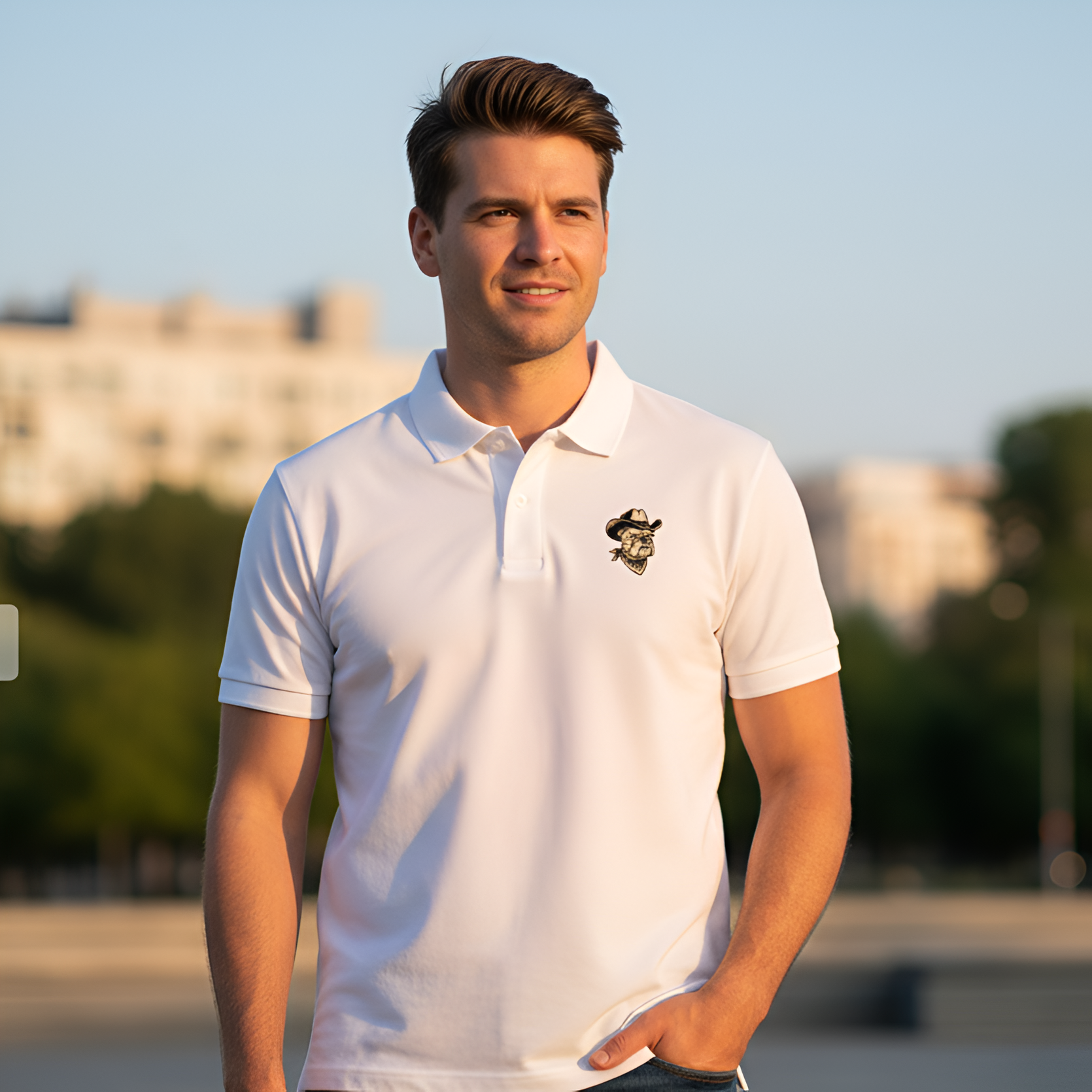 Old West Bulldog Mens/Womens Polo shirt product thumbnail image Old West Bulldog Mens/Womens Polo shirt product thumbnail image