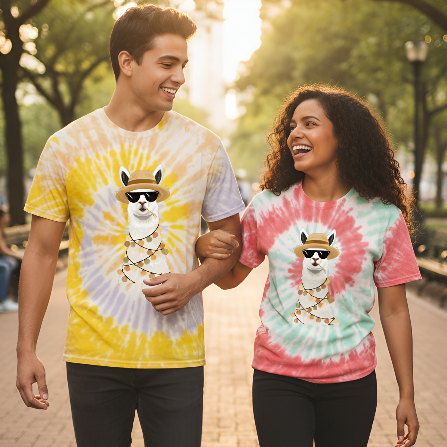 Fall Llama | R&R Wild Life Club - Tie Dye Cotton Tee product thumbnail image Fall Llama | R&R Wild Life Club - Tie Dye Cotton Tee product thumbnail image