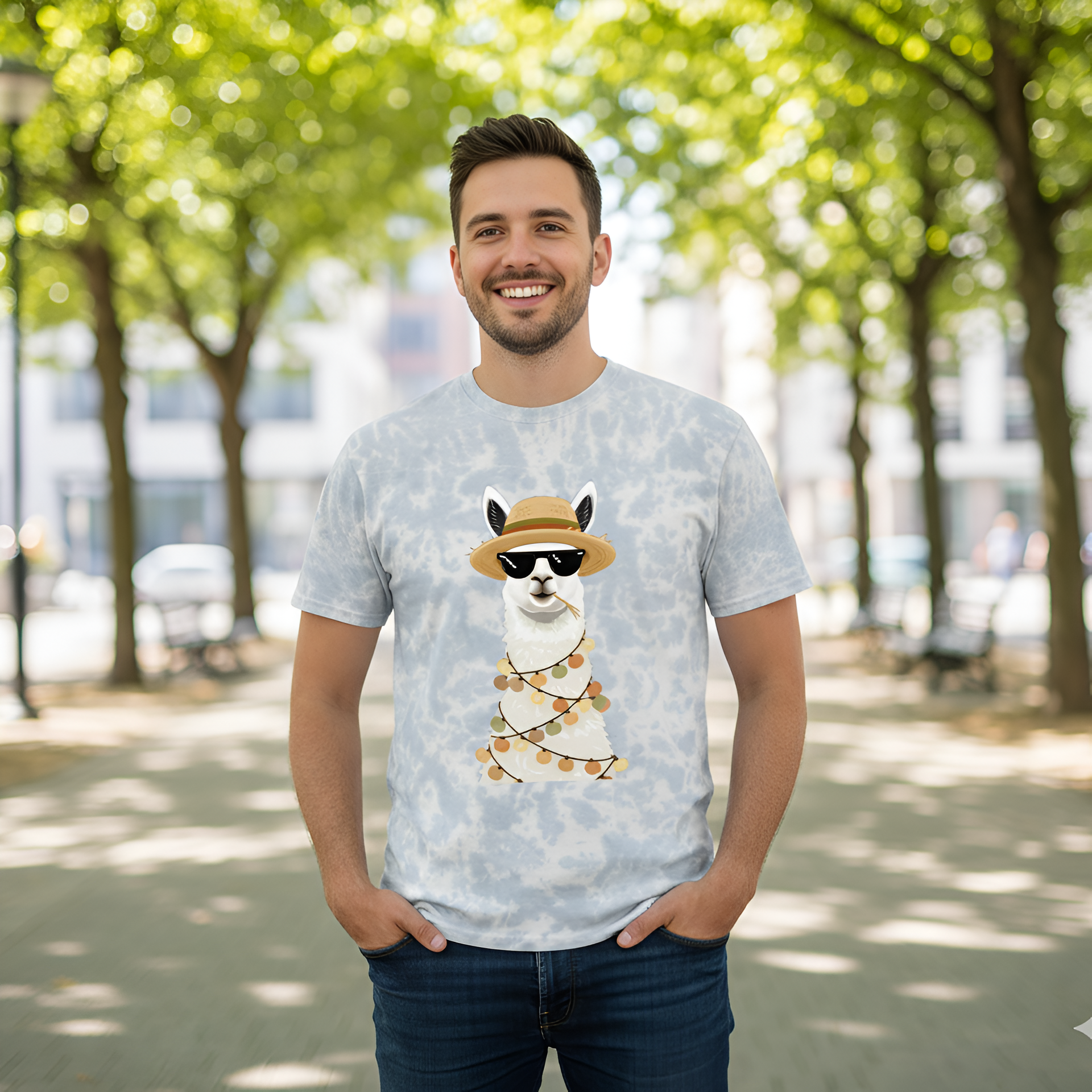 Fall Llama | R&R Wild Life Club - Tie Dye Cotton Tee product thumbnail image Fall Llama | R&R Wild Life Club - Tie Dye Cotton Tee product thumbnail image