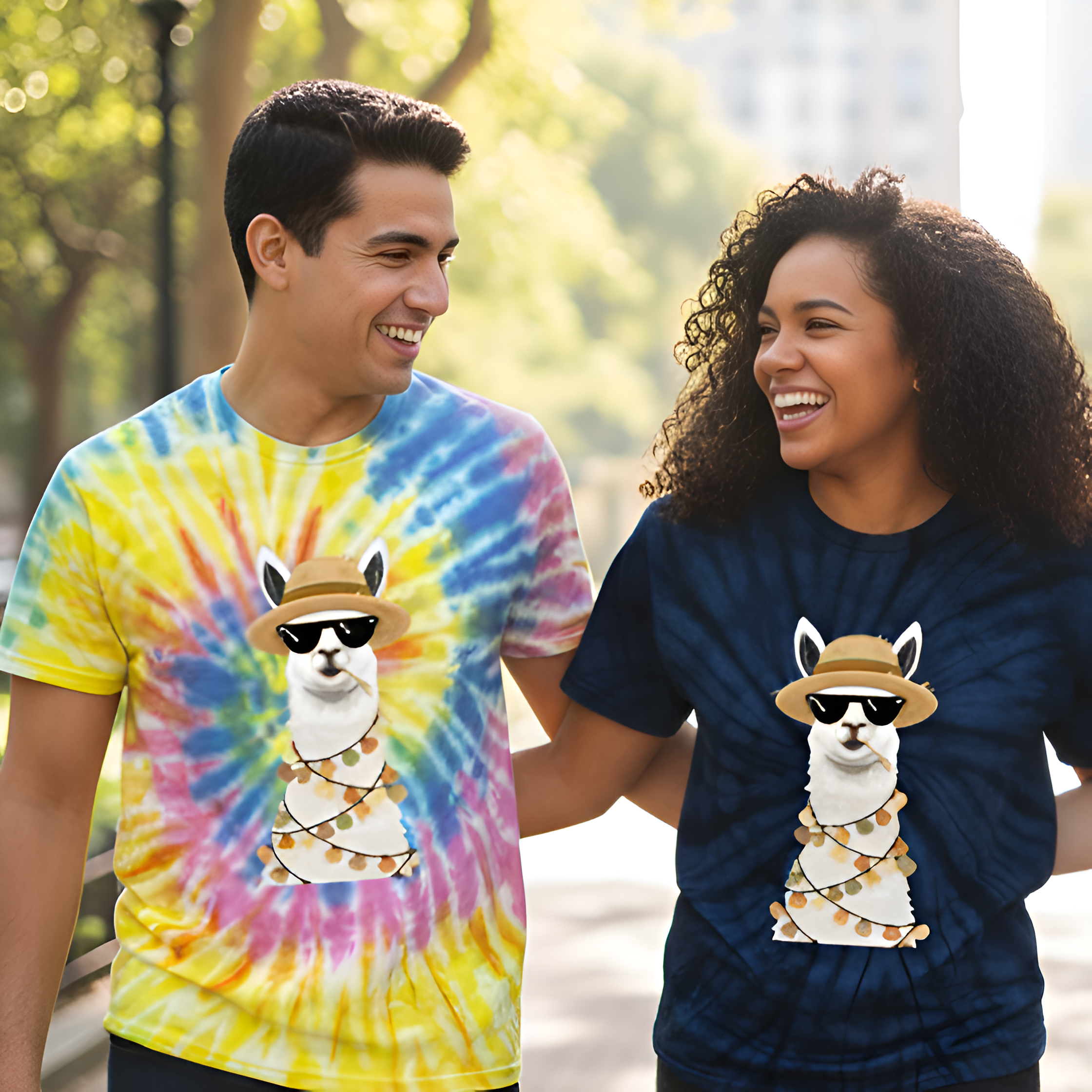 Fall Llama | R&R Wild Life Club - Tie Dye Cotton Tee Fall Llama | R&R Wild Life Club - Tie Dye Cotton Tee