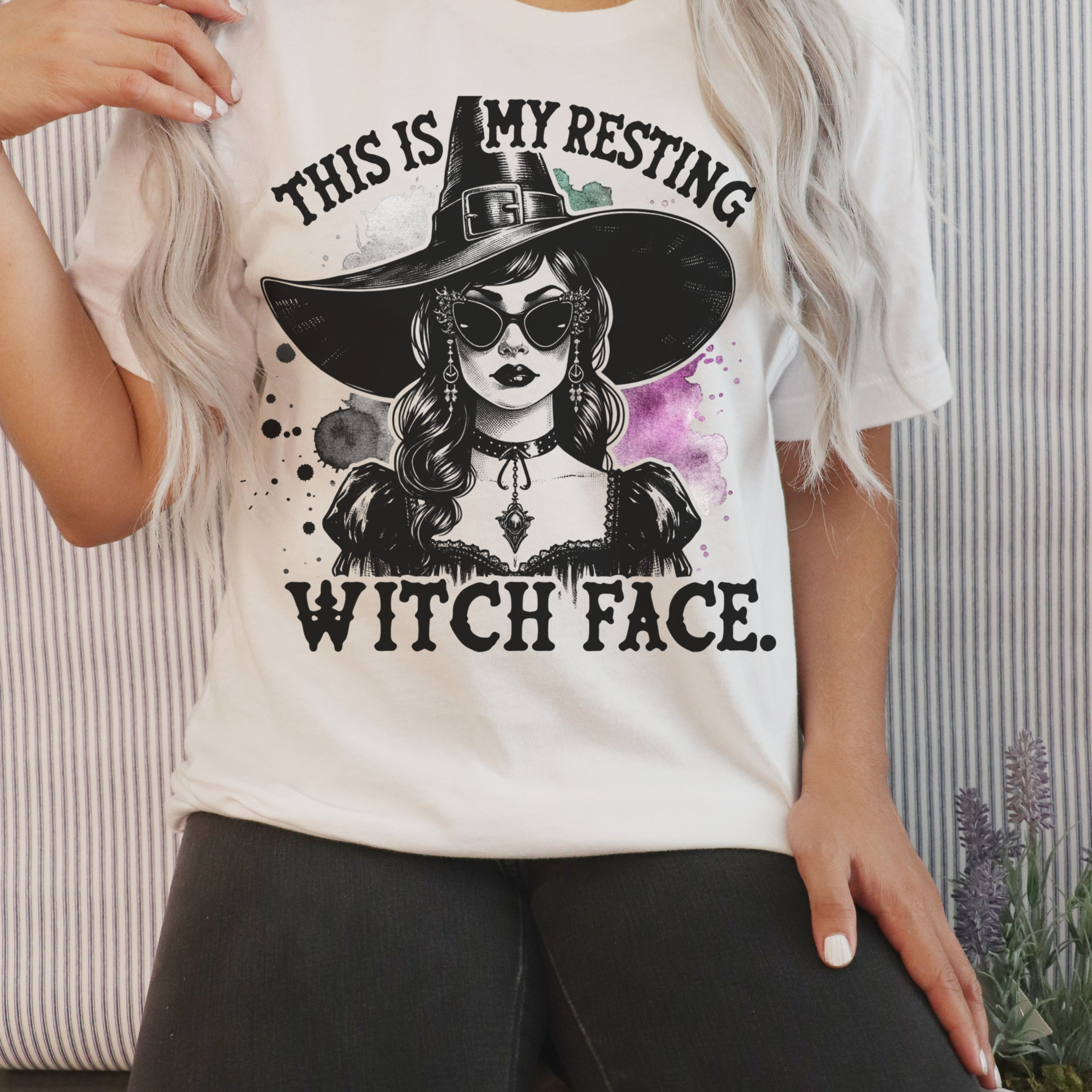 Witchy T-Shirt for Halloween Enthusiasts, Spooky Fashion, Gift for Witch Lovers, Resting Witch Face Tee product thumbnail image