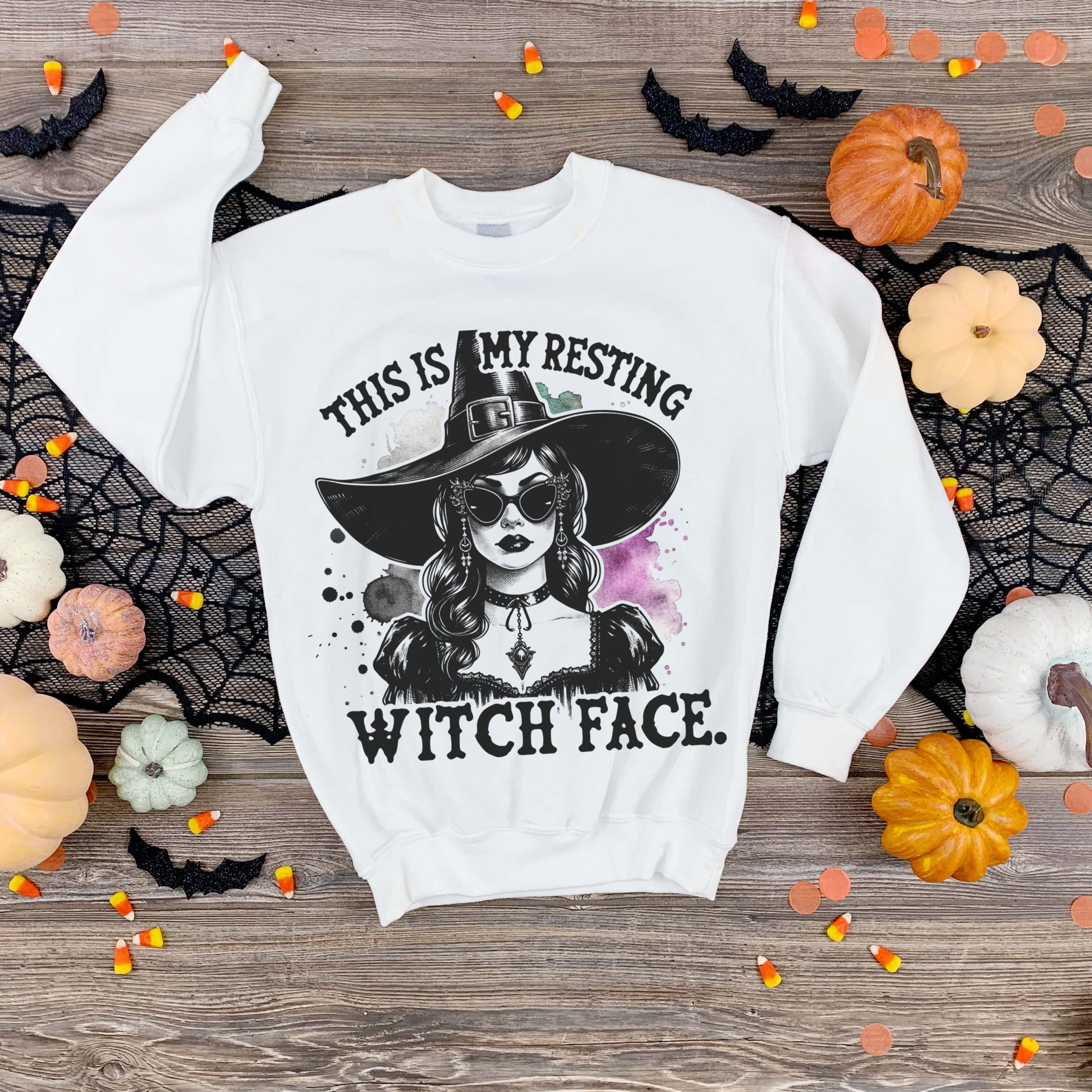 Witchy Resting Face Sweatshirt - Cozy Unisex Crewneck for Fall, Halloween, Witchy Vibes, Gift for Her, Casual Style