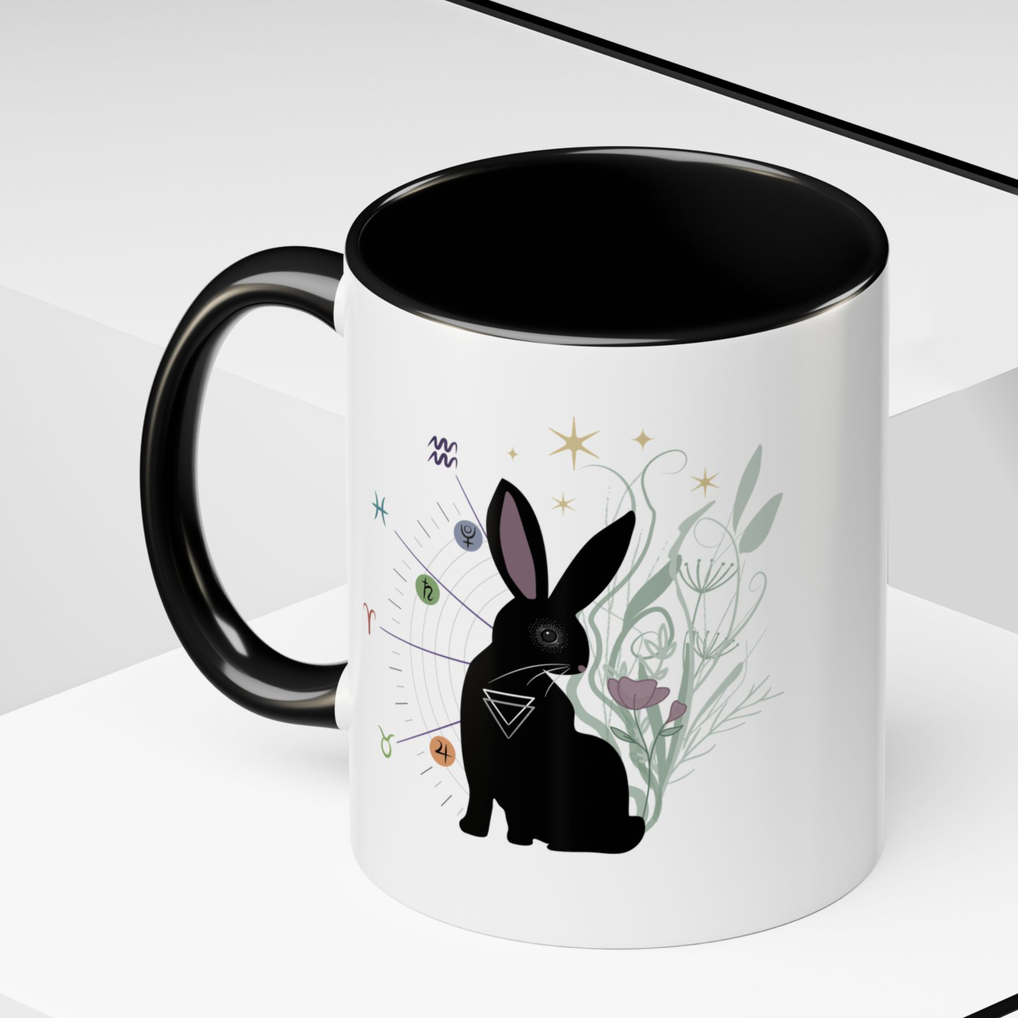 Water Rabbit Mug | 2023 Zodiac, Astrology Gift, Coffee Cup, Tea Mug, Black and White Ceramic product thumbnail image