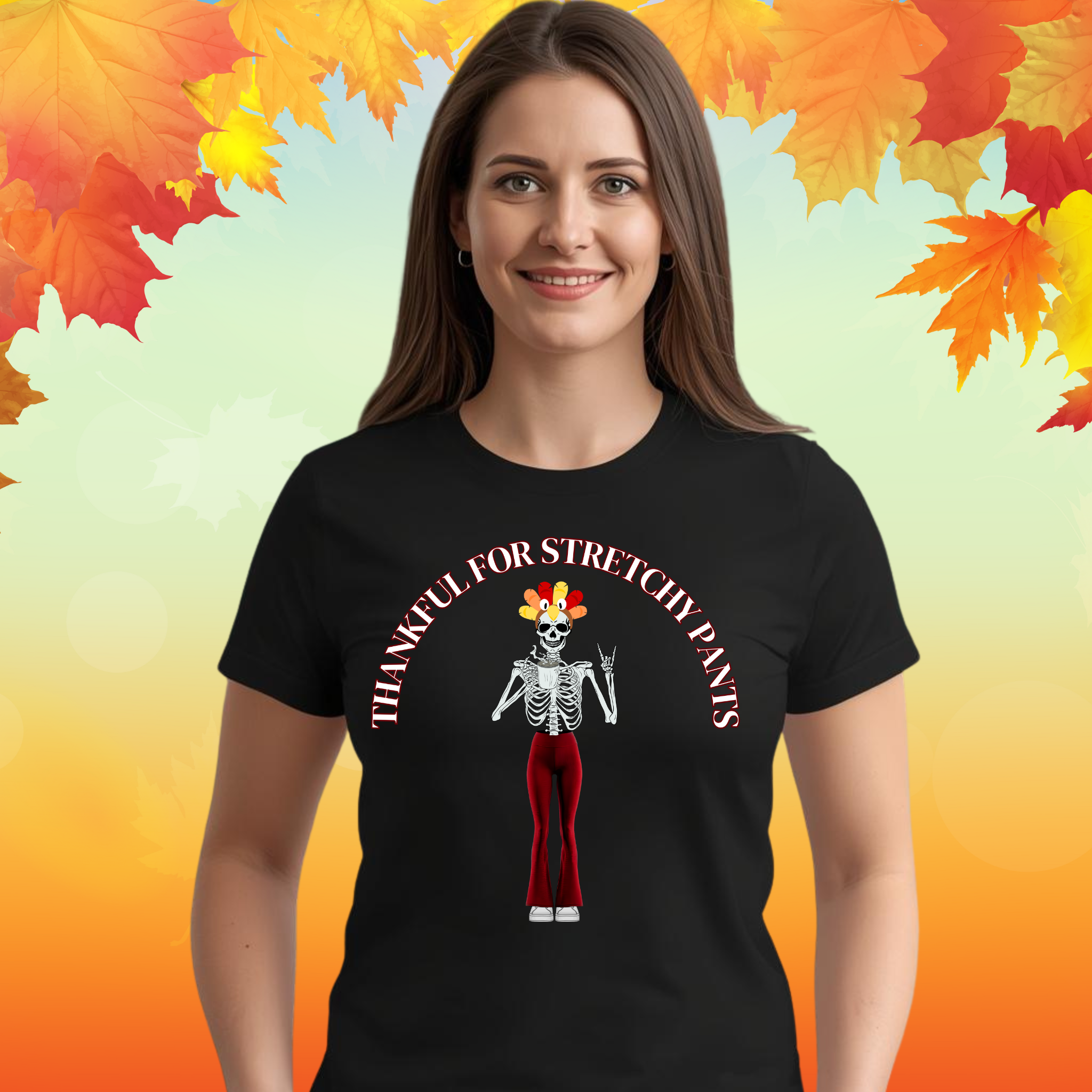 Thankful for Stretchy Pants Thanksgiving T Shirt | Funny Turkey Day Drinking Shirt | Friendsgiving Party Graphic Tee