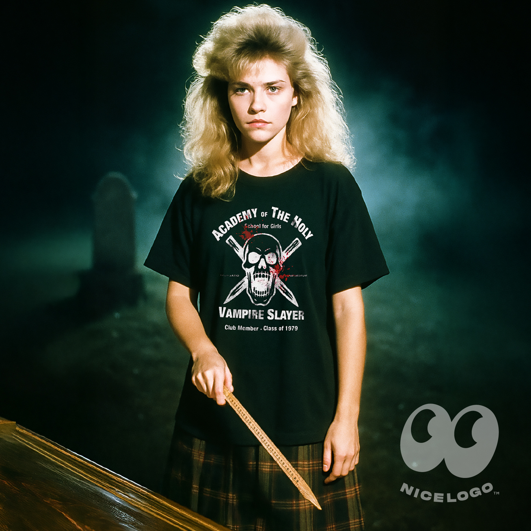 Vampire Slayer Club Tee, Halloween Costume, Skull, Retro Distressed Graphic T-Shirt, Heavy Cotton Shirt product thumbnail image Vampire Slayer Club Tee, Halloween Costume, Skull, Retro Distressed Graphic T-Shirt, Heavy Cotton Shirt product thumbnail image