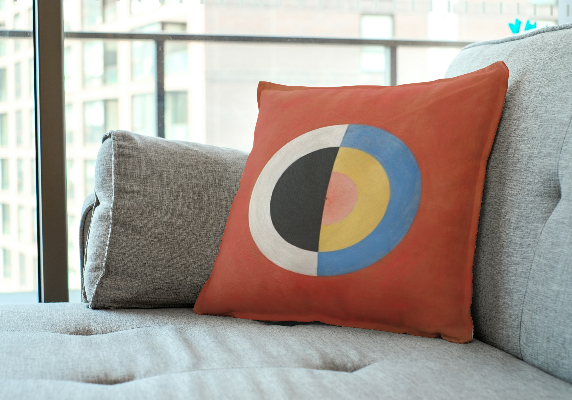 Square Pillow - Hilma af Klint 'Der Schwan, no 17' 1915 Colorful Spiritualist