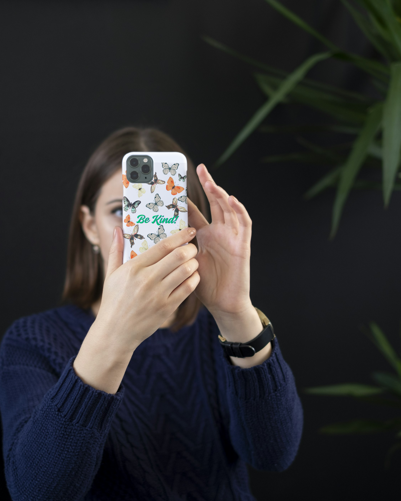 iPhone 16 Series Butterfly Phone Case - Be Kind! Inspirational Gift, Lovely Pastel Cover, Nature Lover Accessory, Eco-Friendly Tech product thumbnail image