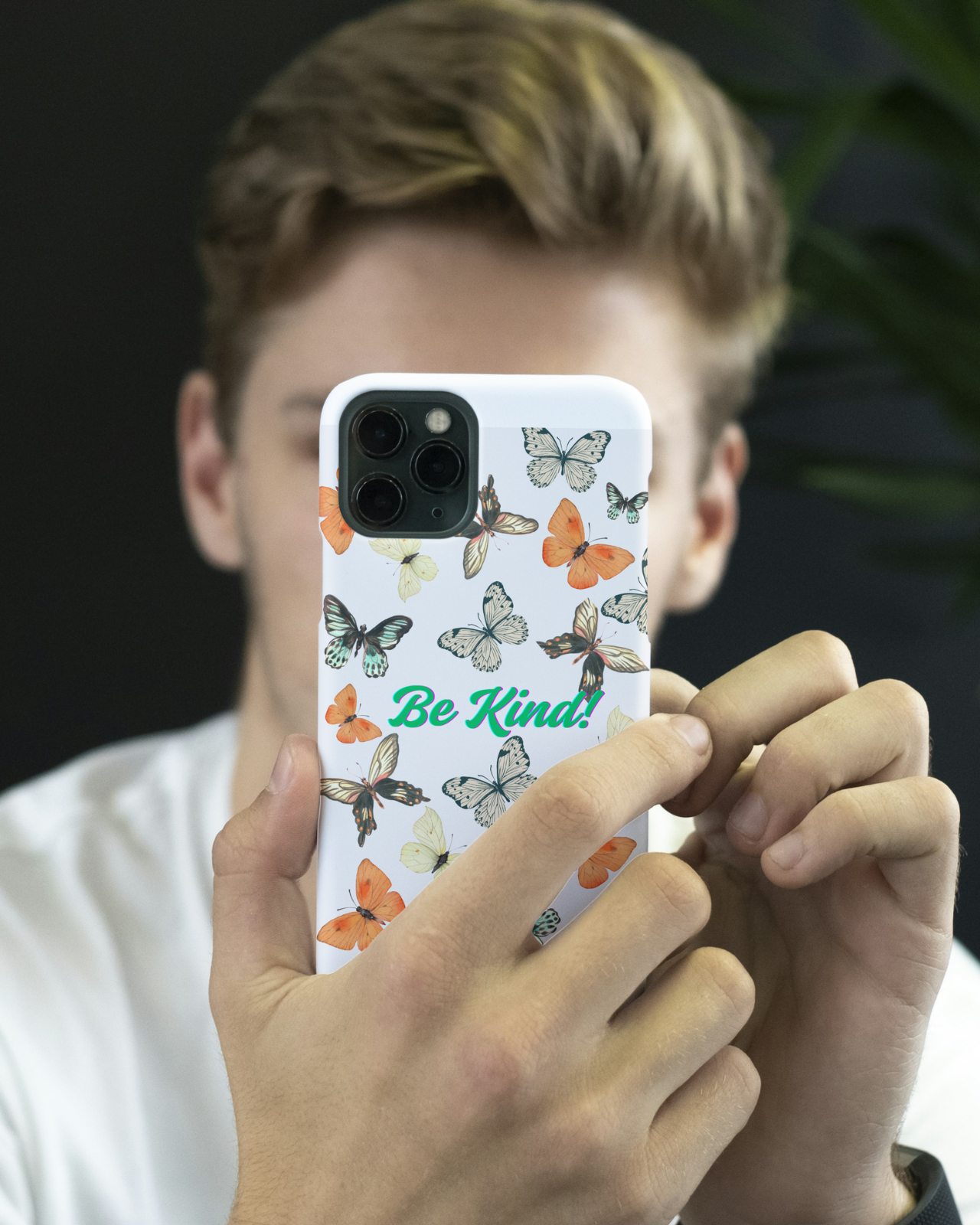 iPhone 16 Series Butterfly Phone Case - Be Kind! Inspirational Gift, Lovely Pastel Cover, Nature Lover Accessory, Eco-Friendly Tech product thumbnail image