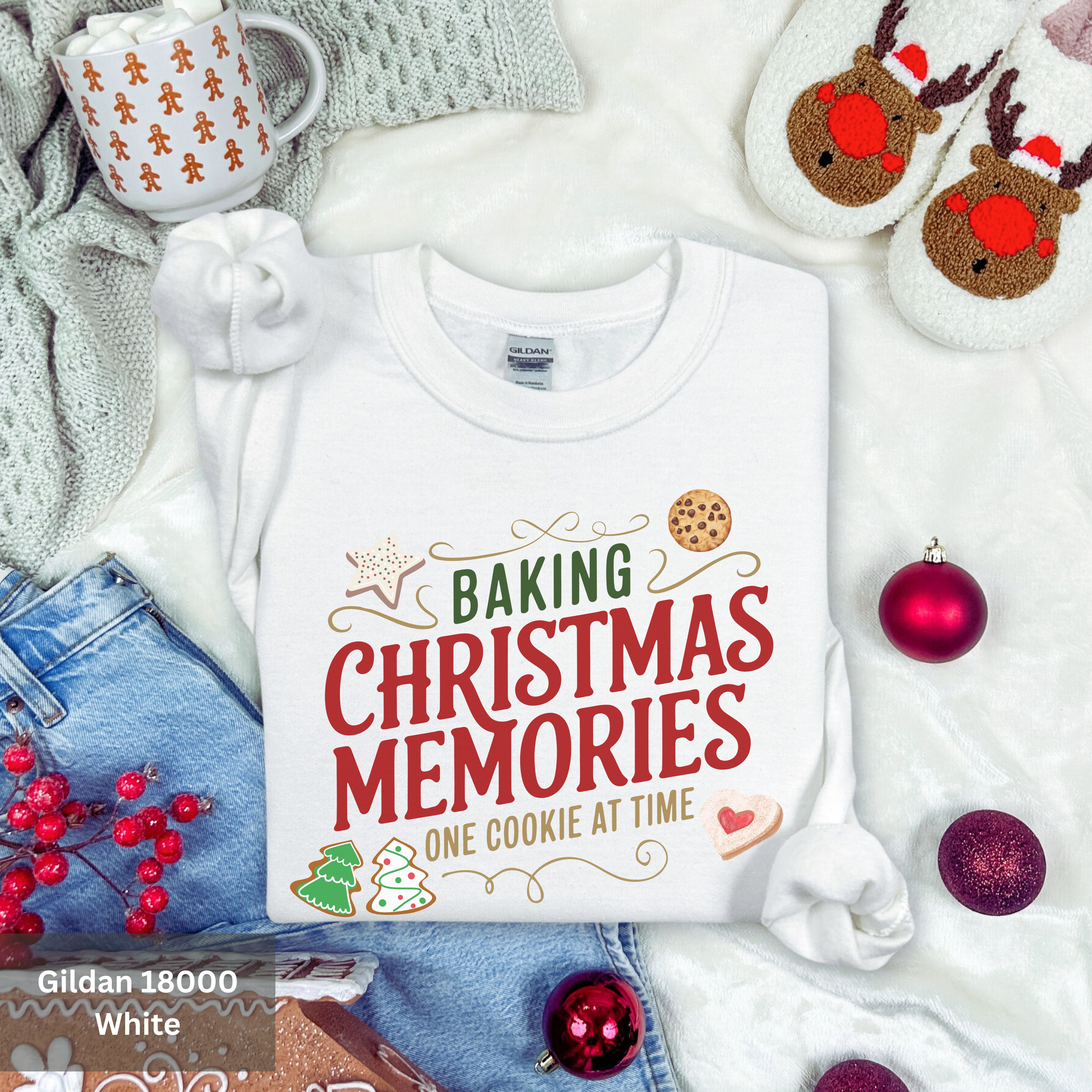 Christmas Baking Sweatshirt, Cookie Design, Cozy Holiday Crewneck, Cute Christmas Memories Top, Sweatshirt for Christmas Celebrations product thumbnail image Christmas Baking Sweatshirt, Cookie Design, Cozy Holiday Crewneck, Cute Christmas Memories Top, Sweatshirt for Christmas Celebrations product thumbnail image