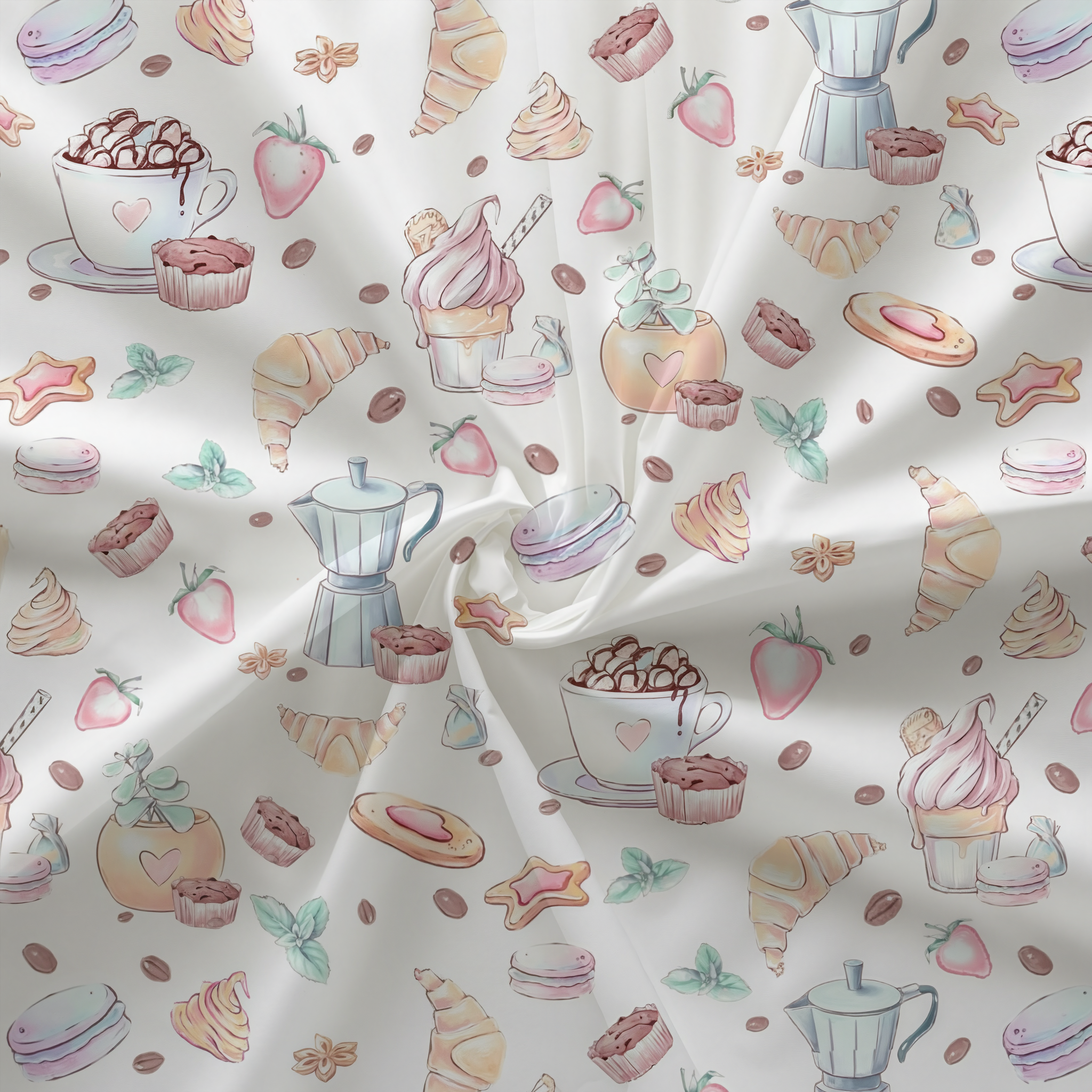 Sweat Treats (coffee and Pastries) themed Fabric