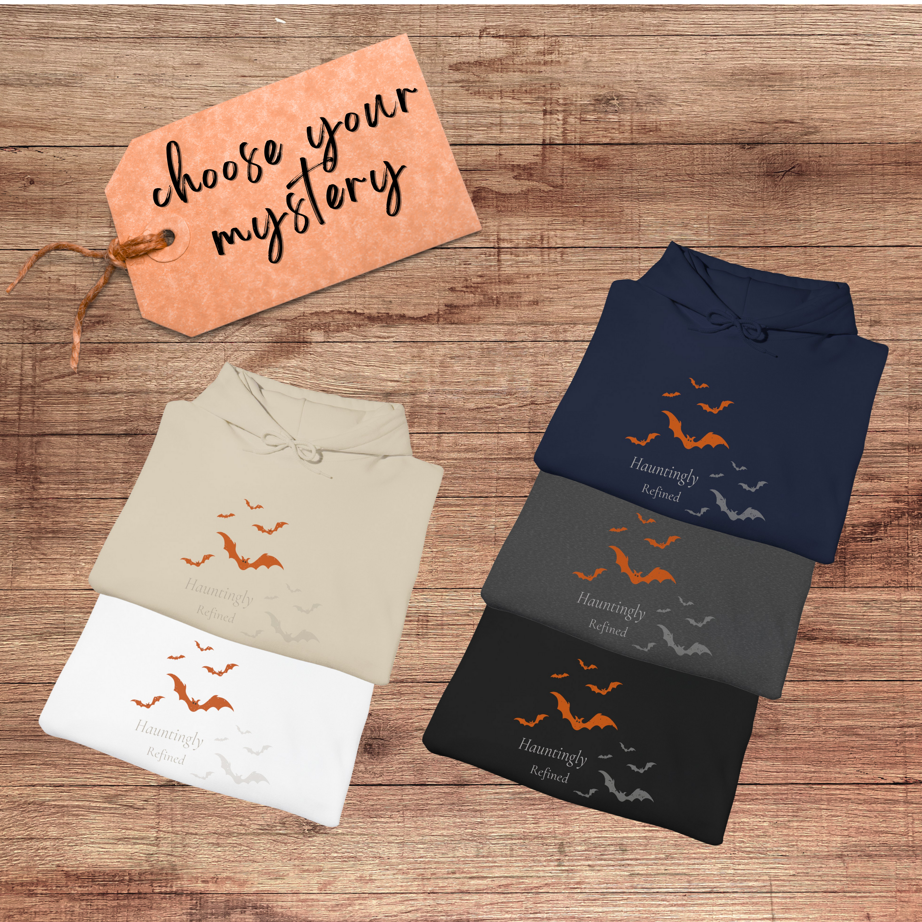 Hauntingly Refined Bats Hoodie, Distressed Rust Orange Gothic Halloween Unisex Cozy Pullover product thumbnail image Hauntingly Refined Bats Hoodie, Distressed Rust Orange Gothic Halloween Unisex Cozy Pullover product thumbnail image