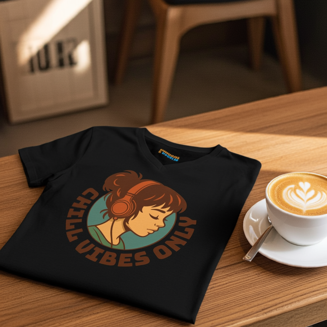 Chill Vibes Lo-Fi Ladies' V-Neck T-Shirt | Relaxed Style for Music Lovers | Gift for Friends, Casual Wear, Summer Essentials Chill Vibes Lo-Fi Ladies' V-Neck T-Shirt | Relaxed Style for Music Lovers | Gift for Friends, Casual Wear, Summer Essentials