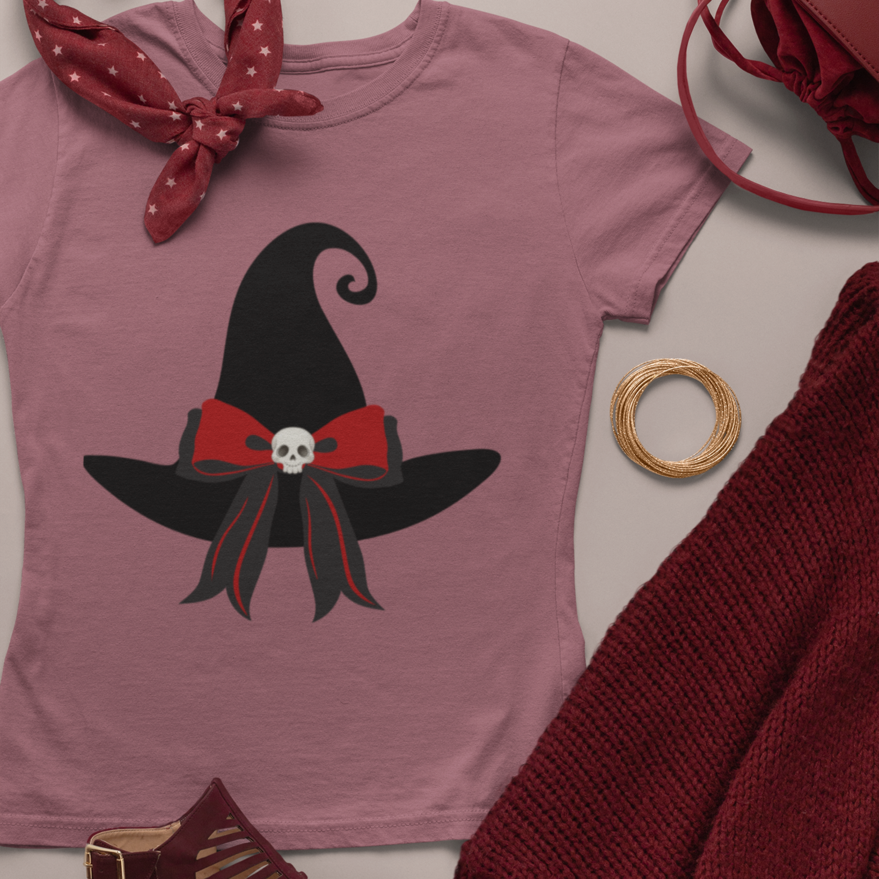 Witch Hat T-Shirt for Halloween, spooky season, trick or treat, fall festivals, Unisex garment-dyed tee product thumbnail image