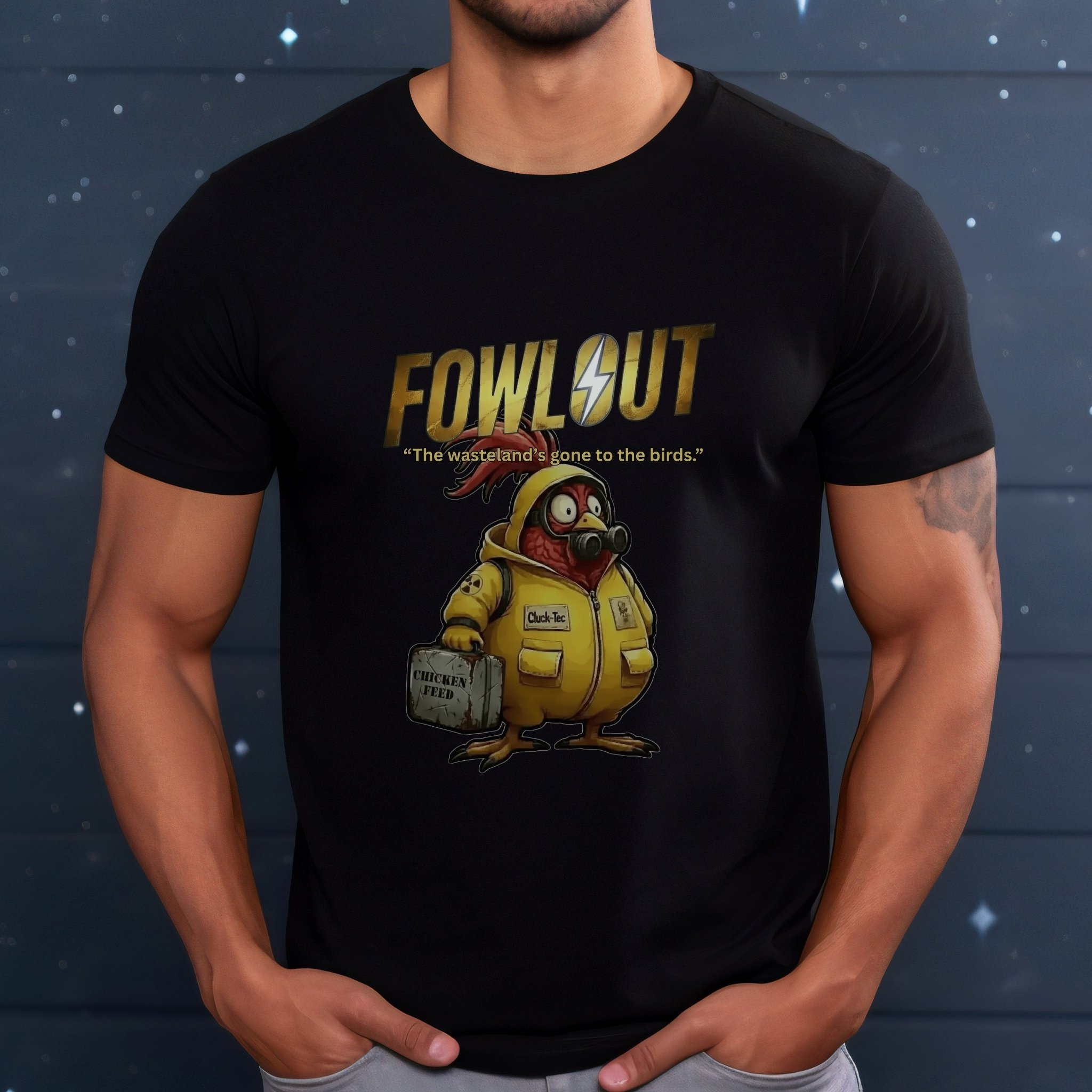 Fowlout Fallout Parody T-Shirt Funny Apocalypse Chicken Tee, Wasteland Humor Gamer Shirt product thumbnail image Fowlout Fallout Parody T-Shirt Funny Apocalypse Chicken Tee, Wasteland Humor Gamer Shirt product thumbnail image