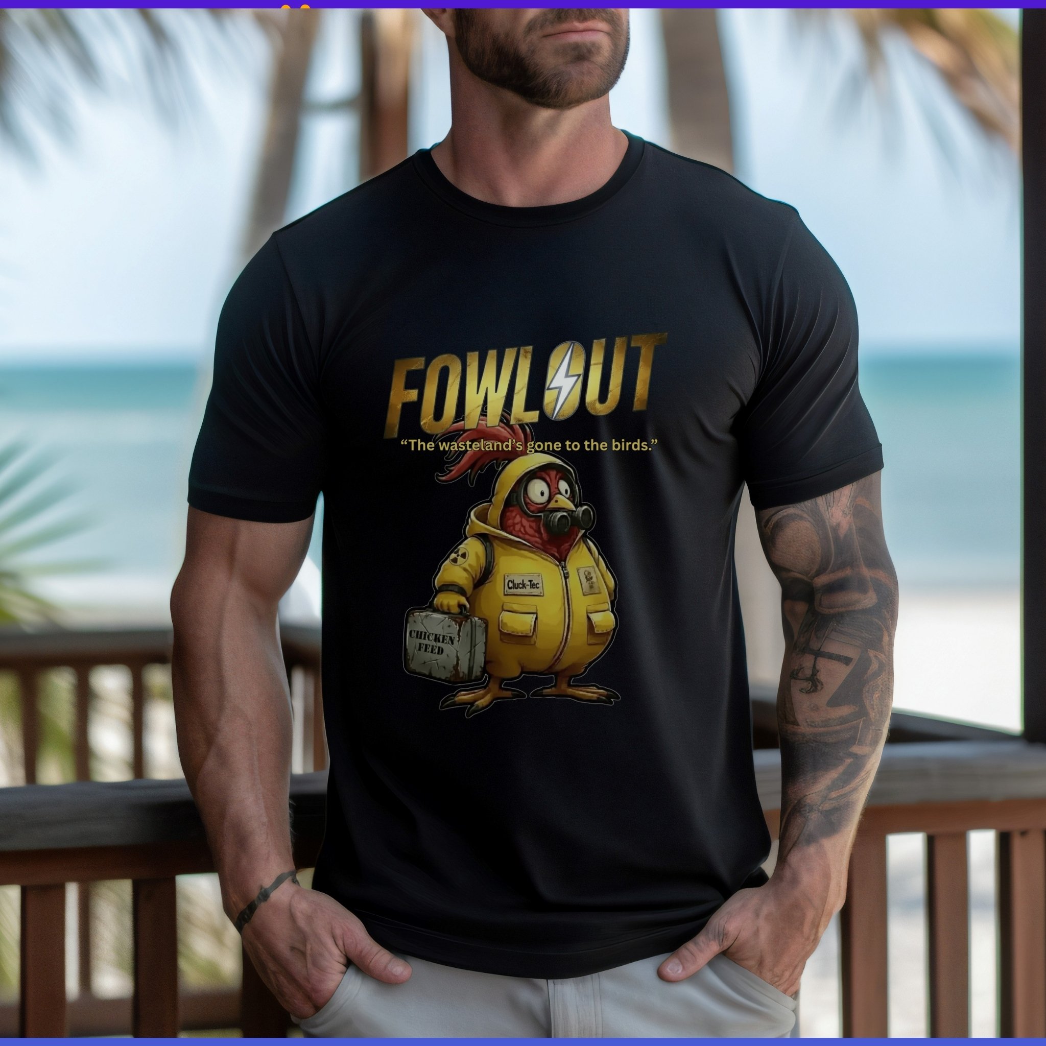 Fowlout Fallout Parody T-Shirt Funny Apocalypse Chicken Tee, Wasteland Humor Gamer Shirt product thumbnail image Fowlout Fallout Parody T-Shirt Funny Apocalypse Chicken Tee, Wasteland Humor Gamer Shirt product thumbnail image