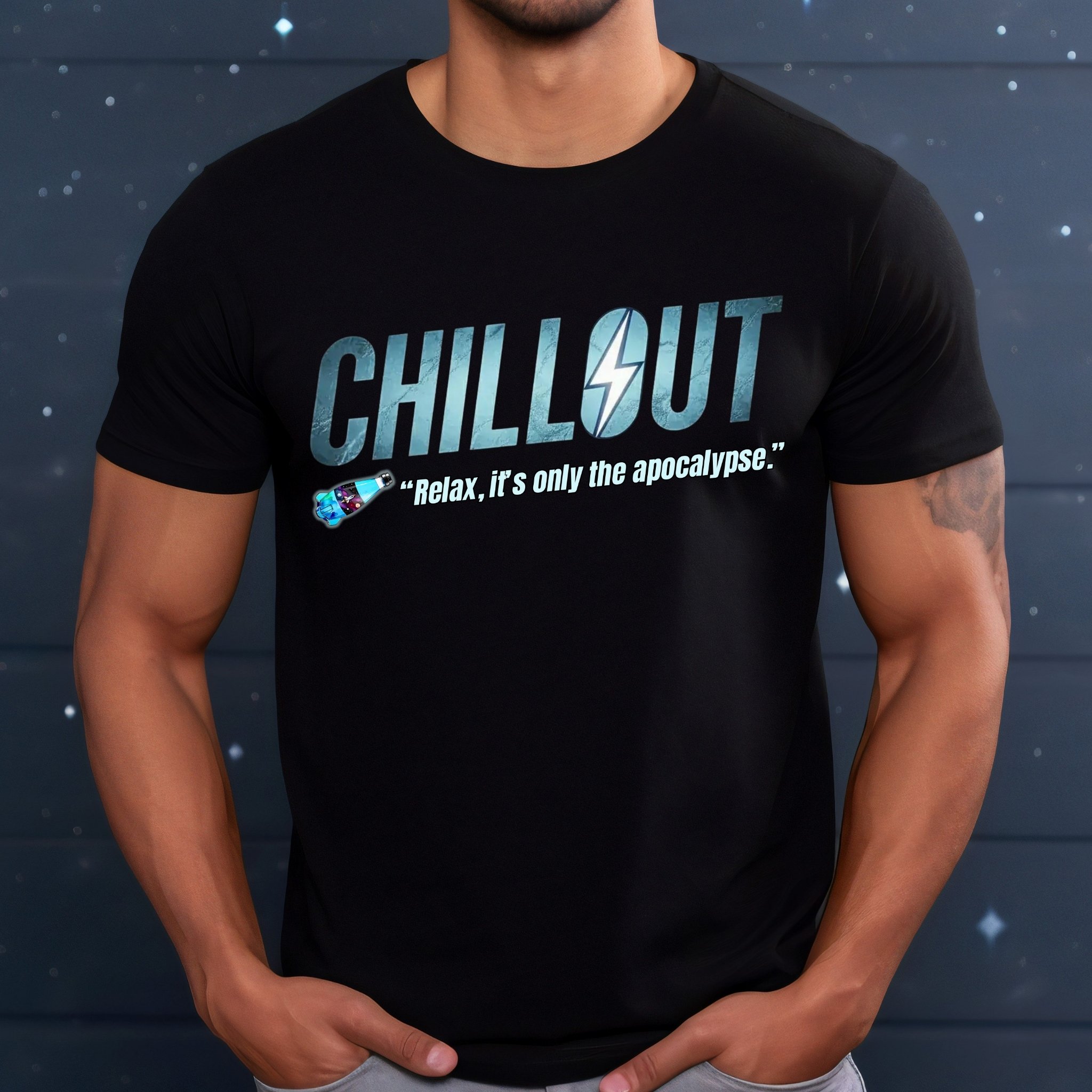 Chillout Fallout Parody T-Shirt, Funny Post Apocalyptic Gamer Tee, Retro Nuka Drink Inspired Design product thumbnail image Chillout Fallout Parody T-Shirt, Funny Post Apocalyptic Gamer Tee, Retro Nuka Drink Inspired Design product thumbnail image