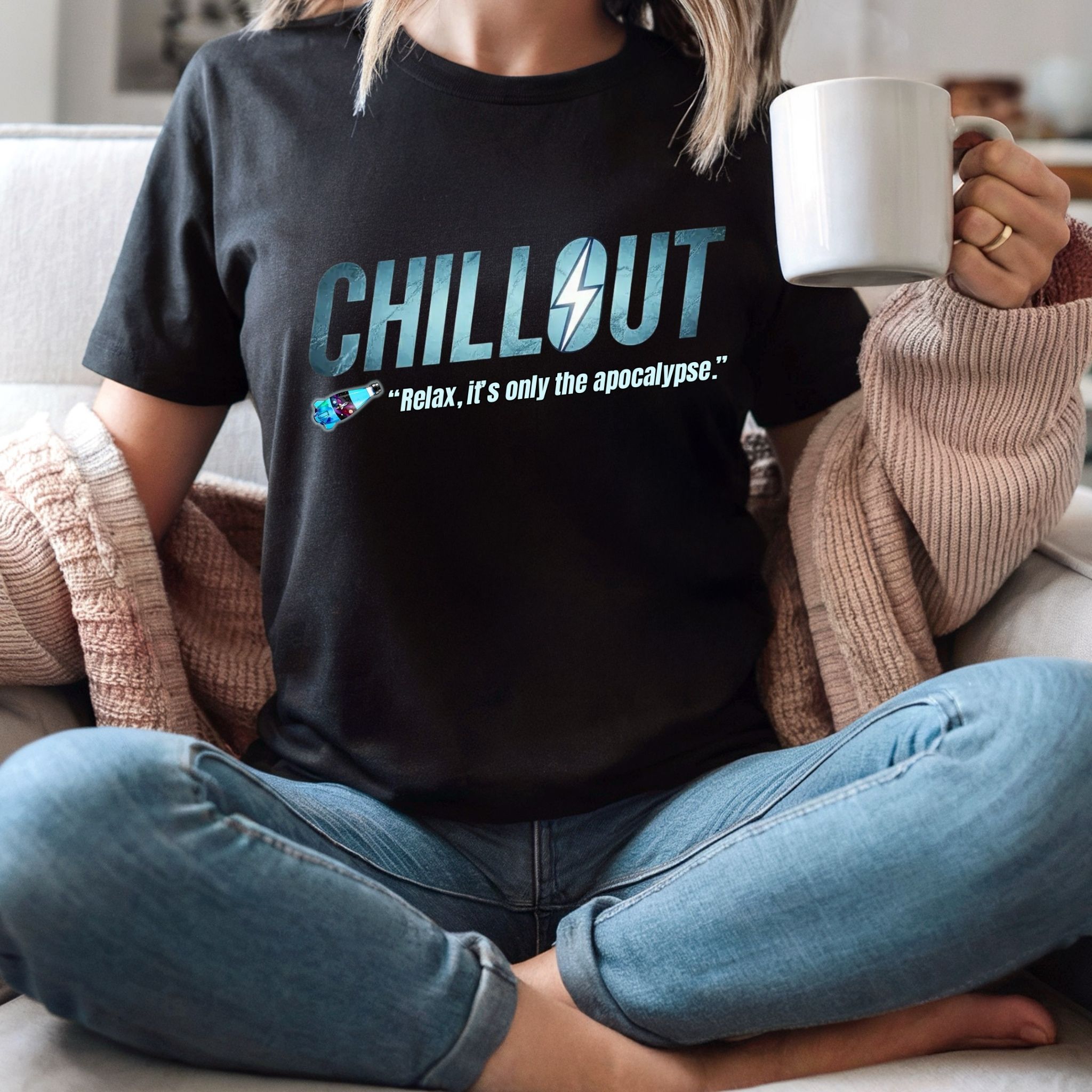 Chillout Fallout Parody T-Shirt, Funny Post Apocalyptic Gamer Tee, Retro Nuka Drink Inspired Design
