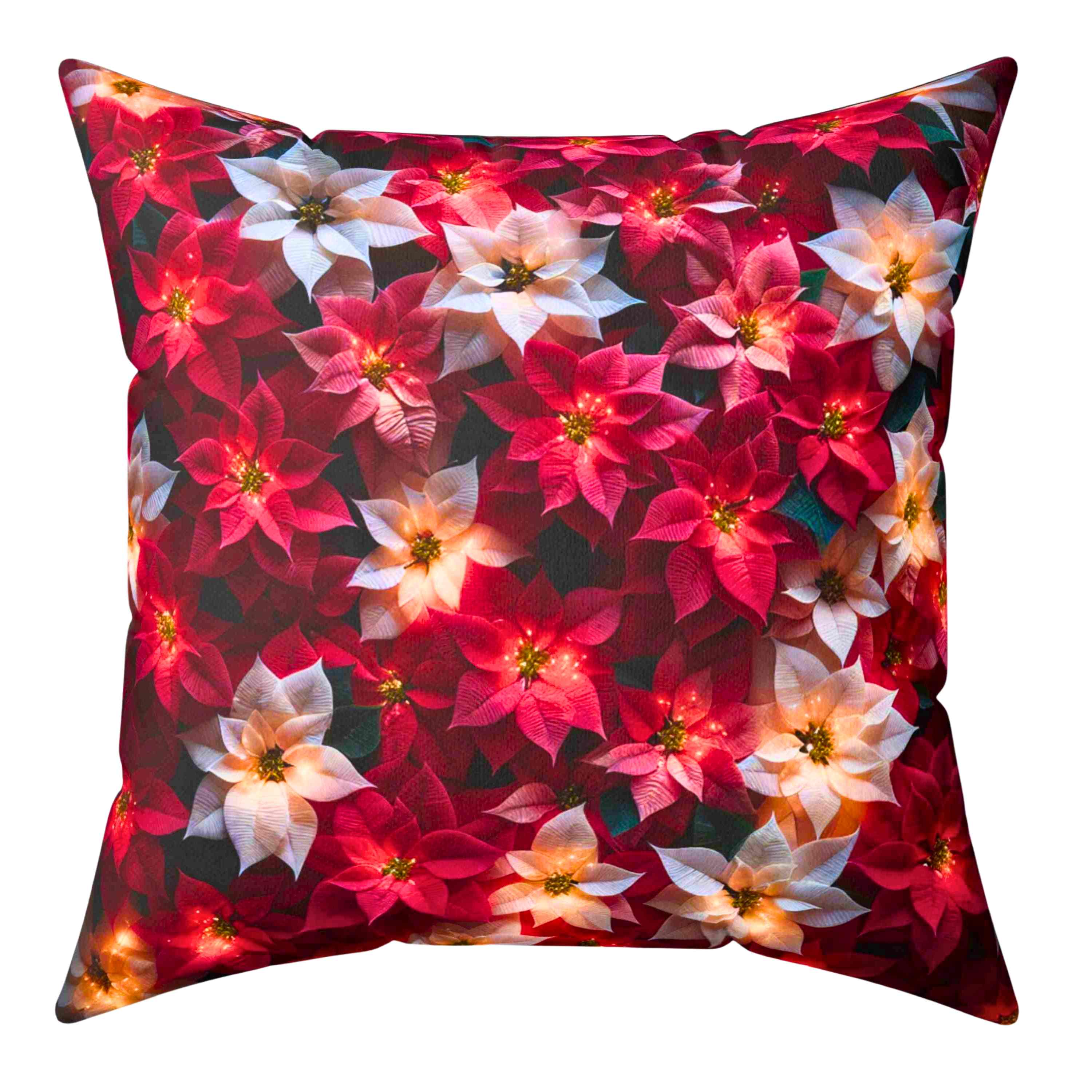 Poinsettias Floral Throw Pillow - Cozy Home Decor, Couch Cushion, Christmas Gift, Decorative Pillow, Flower Accent Pillow product thumbnail image