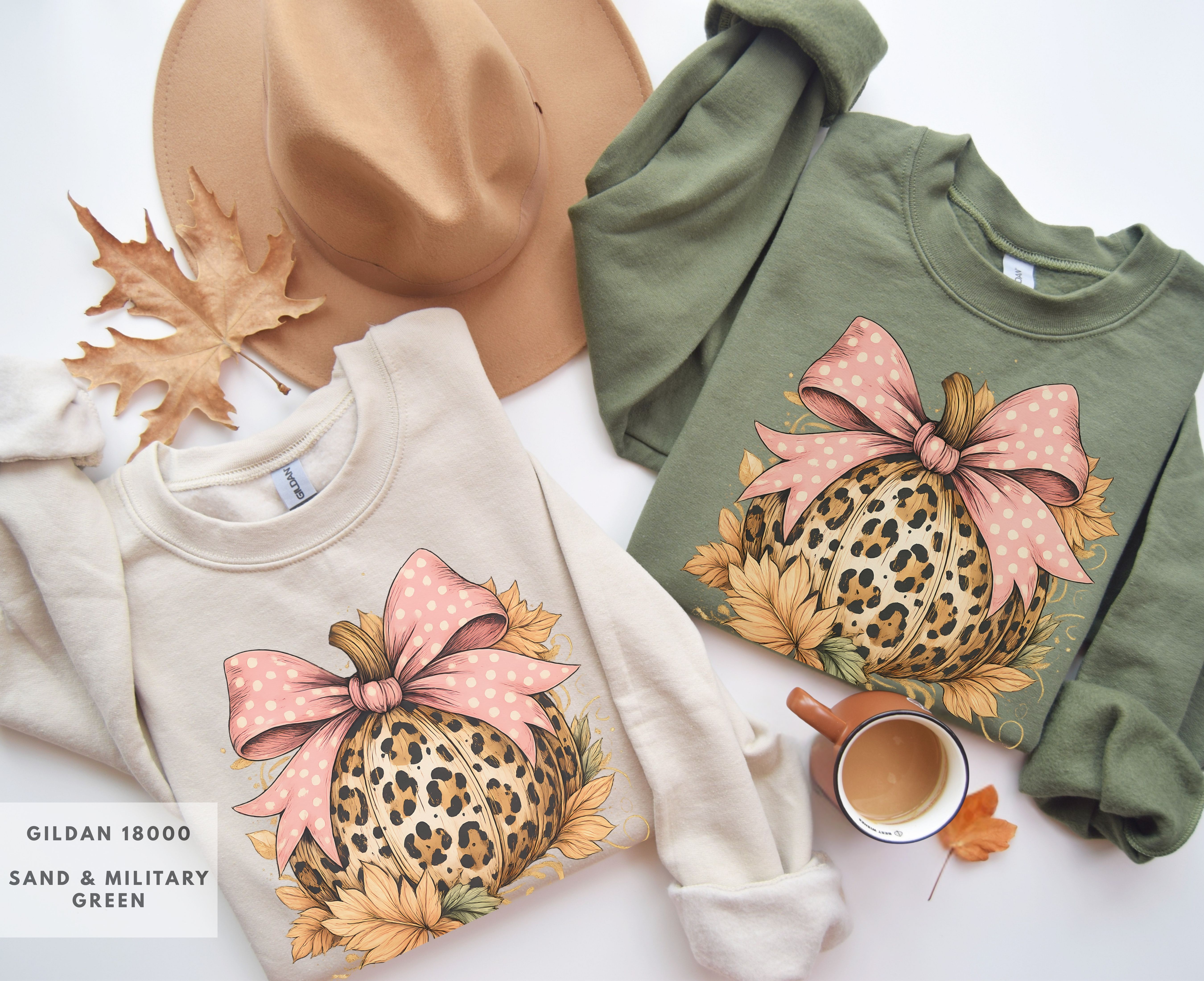 Leopard Pumpkin Sweatshirt, Cozy Fall Pullover, Boho Fall Apparel, Thanksgiving Gift, Autumn Casual Wear, Gift for Her, Pink Coquette Bow