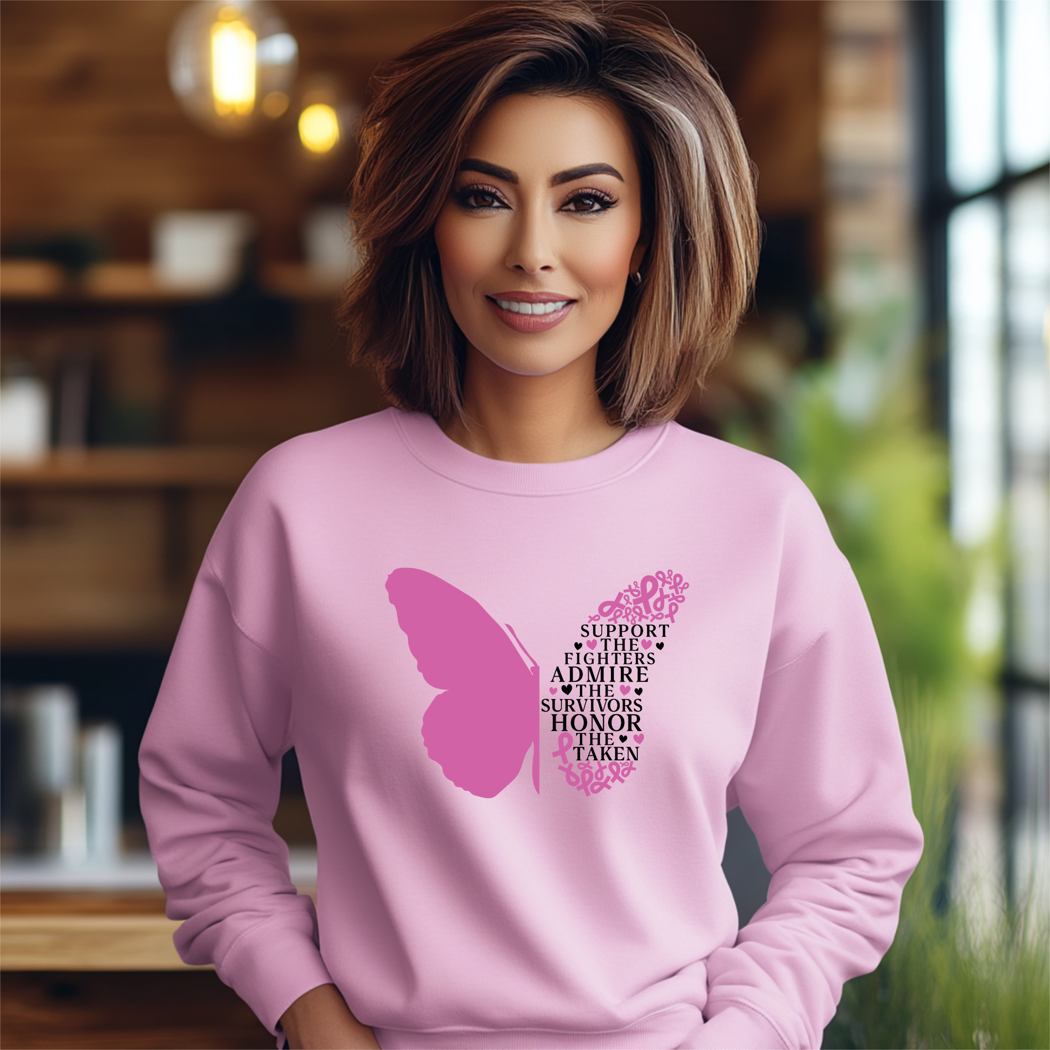 Breast Cancer Awareness Butterfly Unisex Heavy Blend™ Crewneck Sweatshirt product thumbnail image Breast Cancer Awareness Butterfly Unisex Heavy Blend™ Crewneck Sweatshirt product thumbnail image