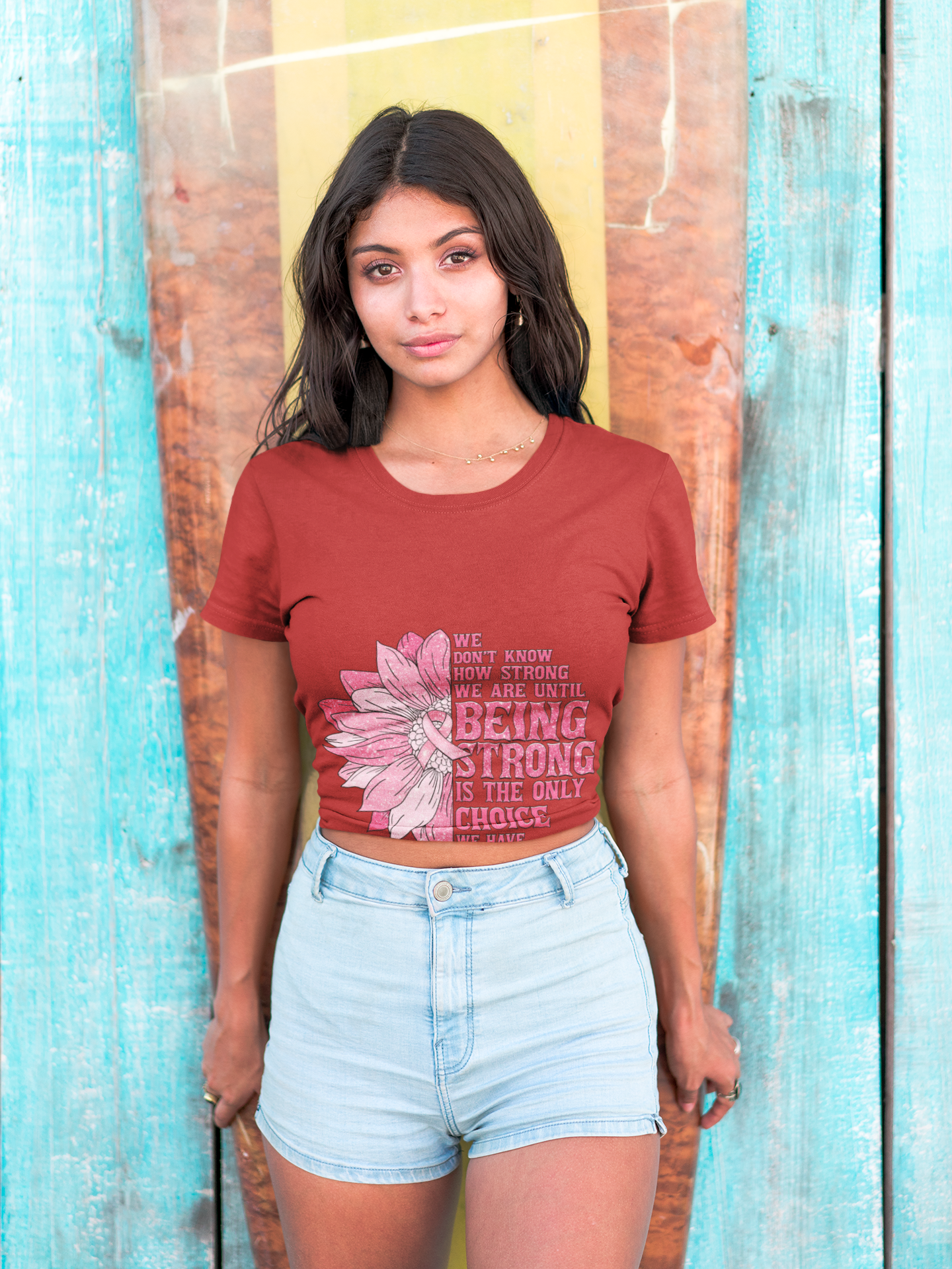 V-Neck Tee Breast Cancer Awareness Stronger Than You Think