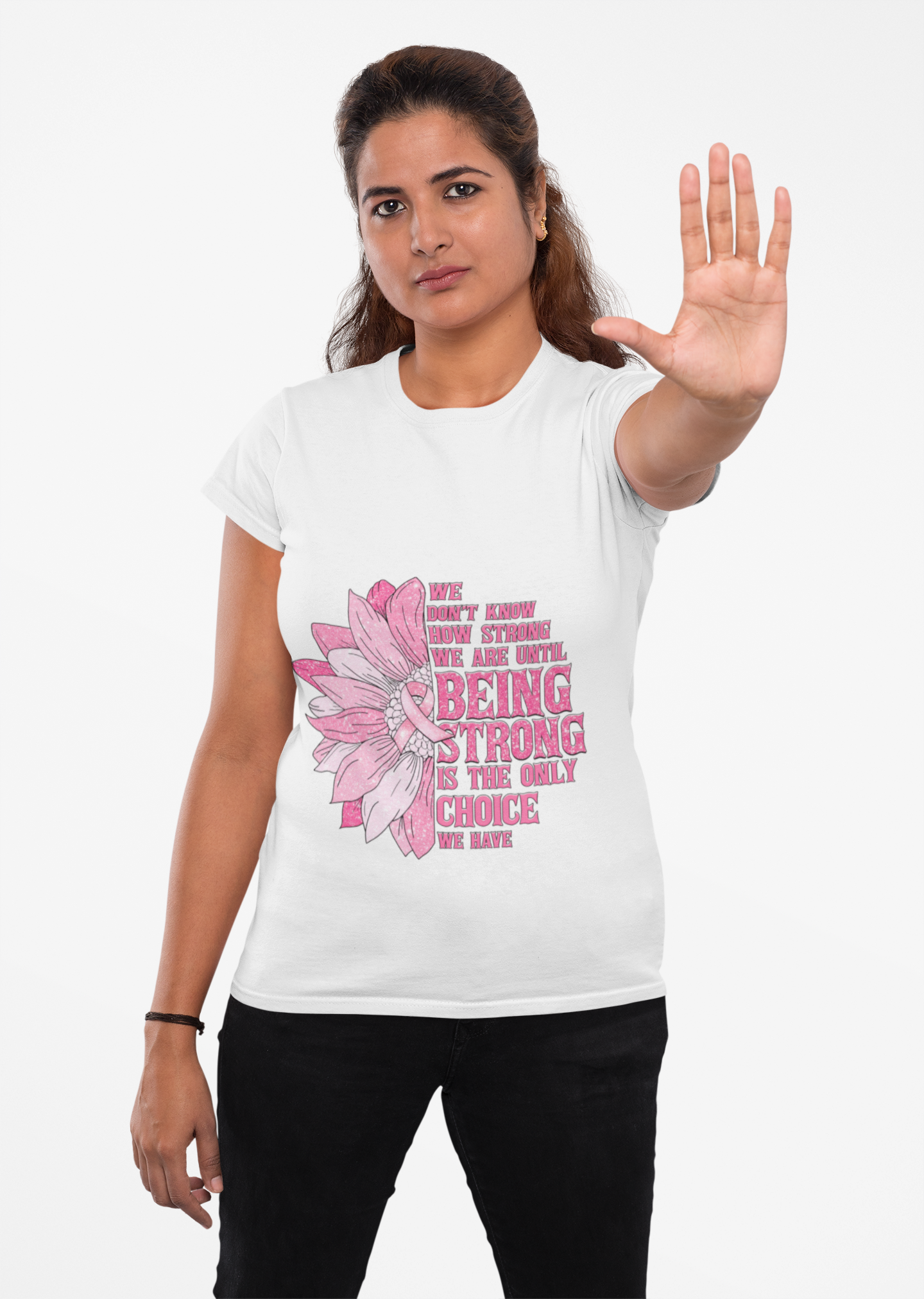 V-Neck Tee Breast Cancer Awareness Stronger Than You Think product thumbnail image