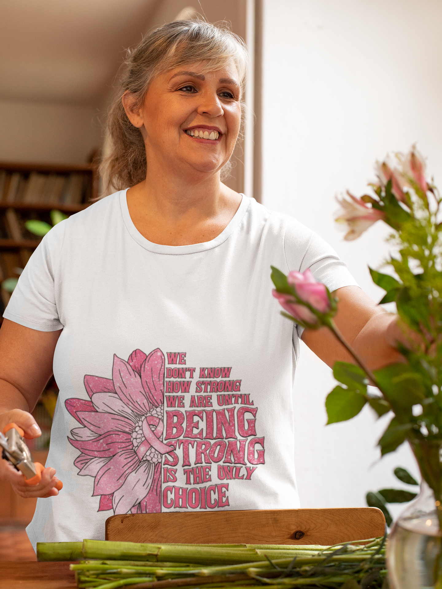 V-Neck Tee Breast Cancer Awareness Stronger Than You Think product thumbnail image