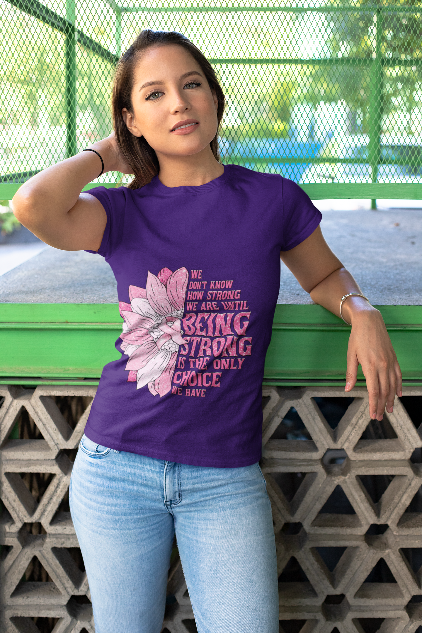 V-Neck Tee Breast Cancer Awareness Stronger Than You Think product thumbnail image