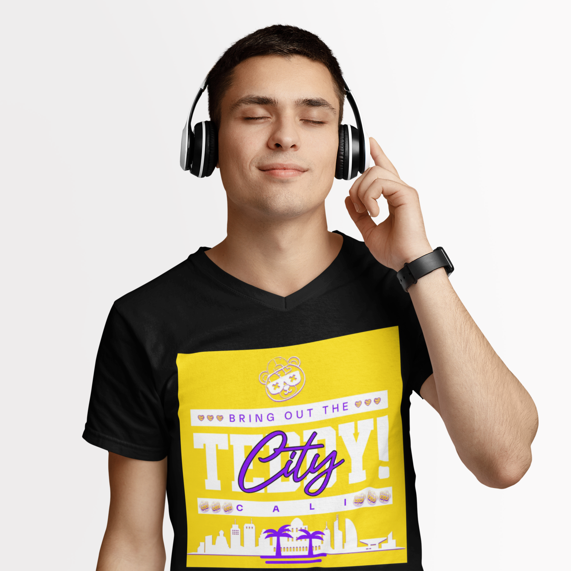 Teddy City V-Neck Tee by Bring Out The Teddy! product thumbnail image Teddy City V-Neck Tee by Bring Out The Teddy! product thumbnail image