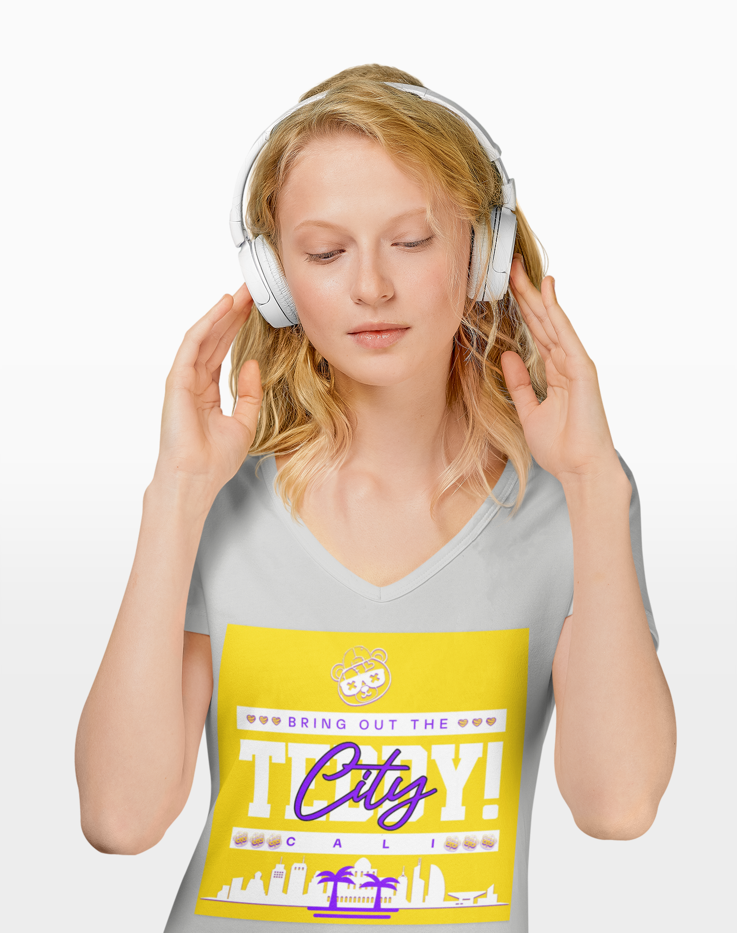 Teddy City V-Neck Tee by Bring Out The Teddy! product thumbnail image Teddy City V-Neck Tee by Bring Out The Teddy! product thumbnail image