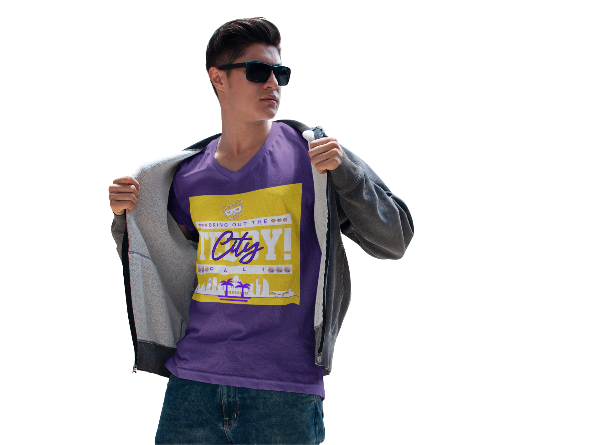 Teddy City V-Neck Tee by Bring Out The Teddy! product thumbnail image Teddy City V-Neck Tee by Bring Out The Teddy! product thumbnail image