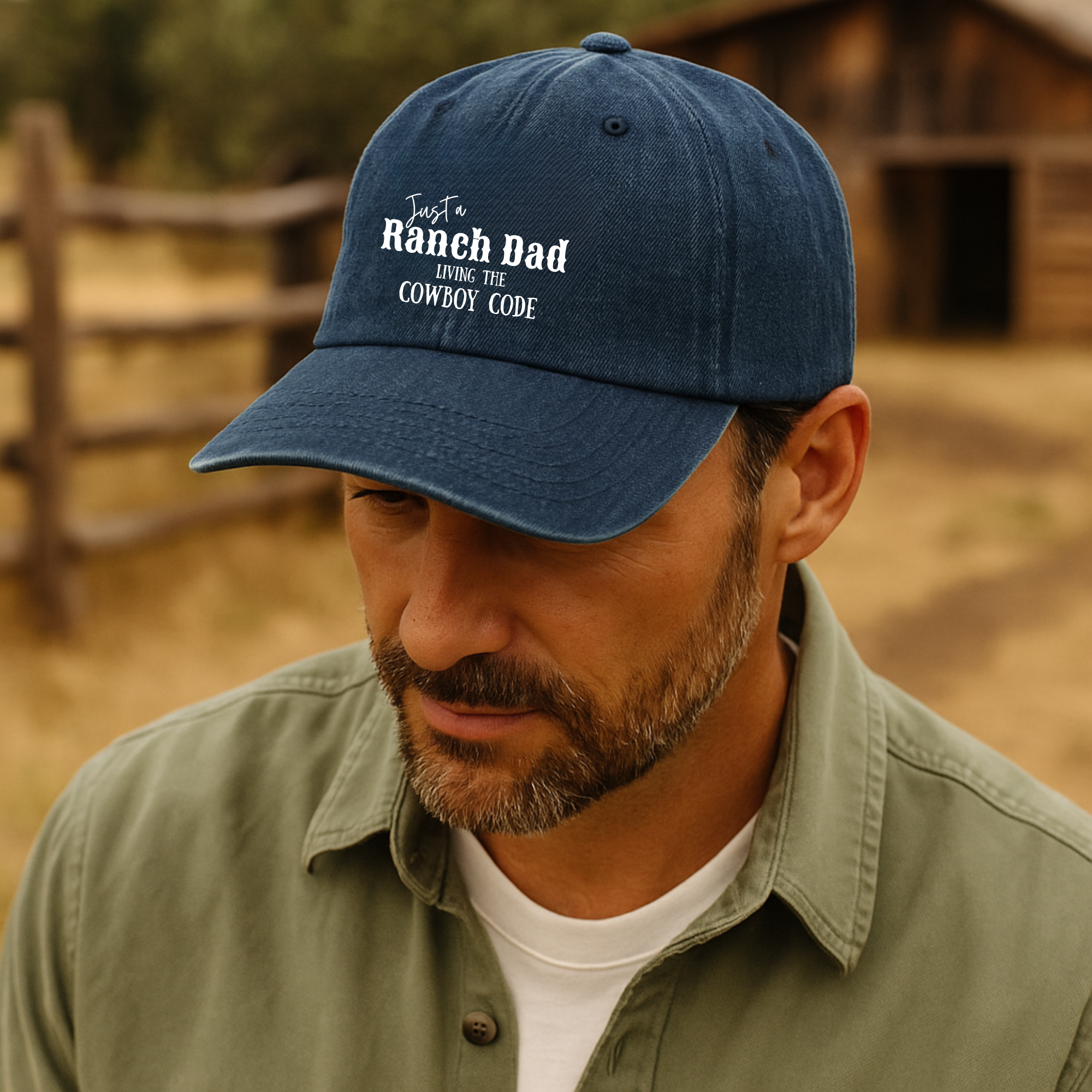 Just a Ranch Dad Embroidered Denim Hat - Casual Style, Perfect for Outdoor Adventures, Gift for Nature Lovers, Summer Essentials, Trendy Fashion Accessory product thumbnail image Just a Ranch Dad Embroidered Denim Hat - Casual Style, Perfect for Outdoor Adventures, Gift for Nature Lovers, Summer Essentials, Trendy Fashion Accessory product thumbnail image
