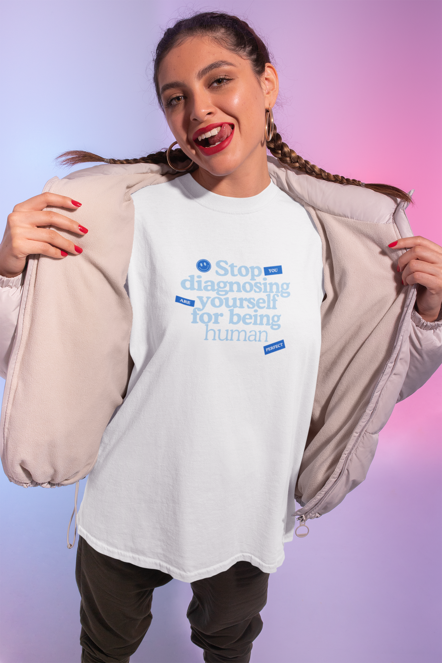 Humorous Self-Care Tee, Stop Diagnosing Yourself Tee, Relaxed Unisex Short Sleeve Shirt, Casual Gift for Friends, Mental Health product thumbnail image