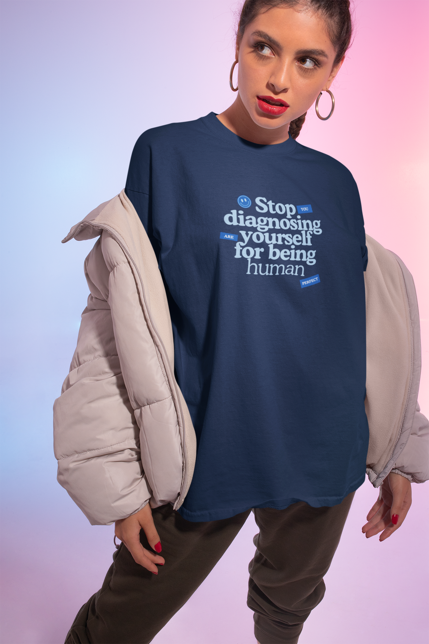 Humorous Self-Care Tee, Stop Diagnosing Yourself Tee, Relaxed Unisex Short Sleeve Shirt, Casual Gift for Friends, Mental Health product thumbnail image