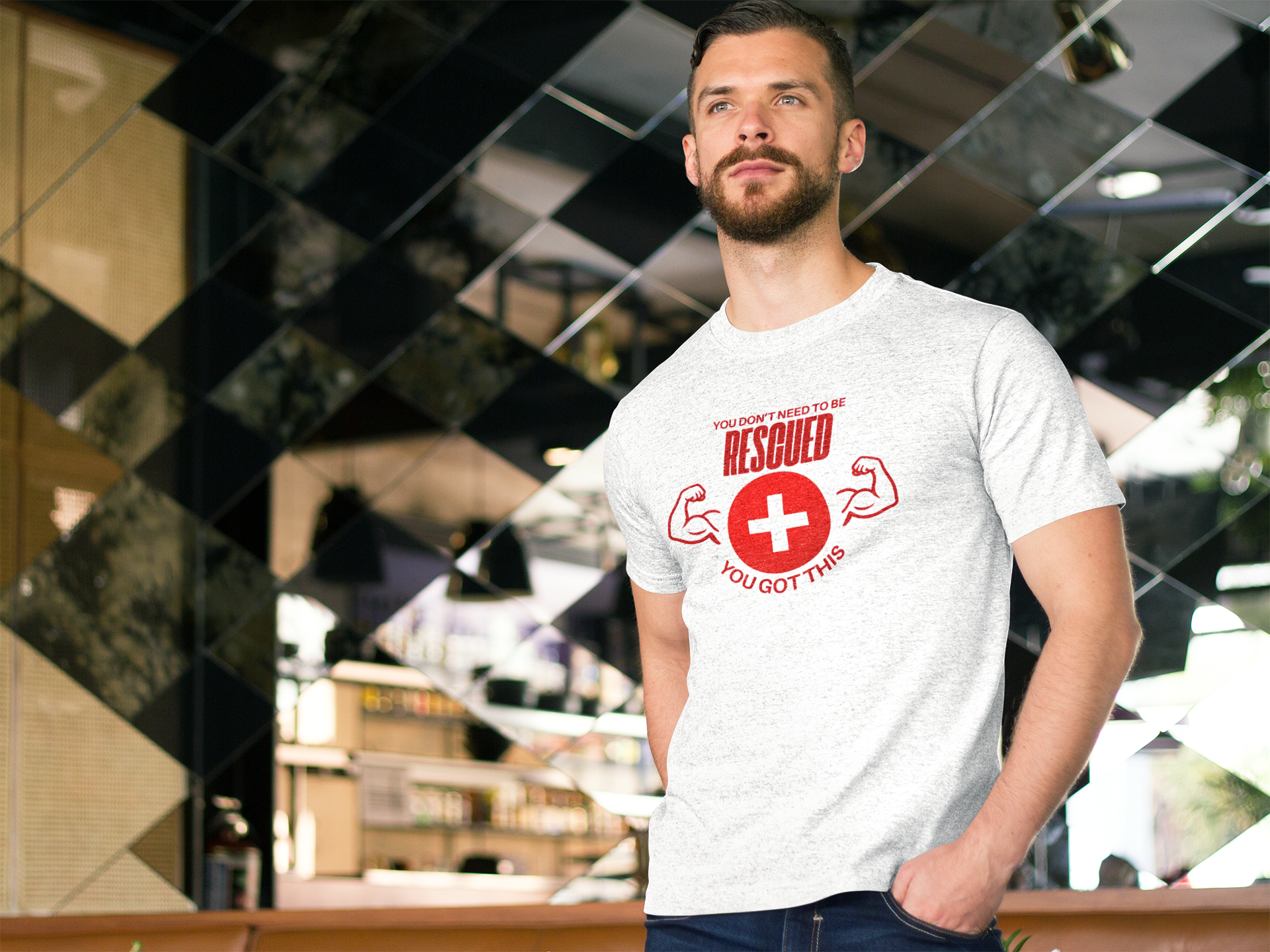 Motivational Rescue Tee - Unisex Jersey Short Sleeve Tee, Gift for Fitness Lovers, Positive Affirmation T-Shirt, Inspirational Gift product thumbnail image
