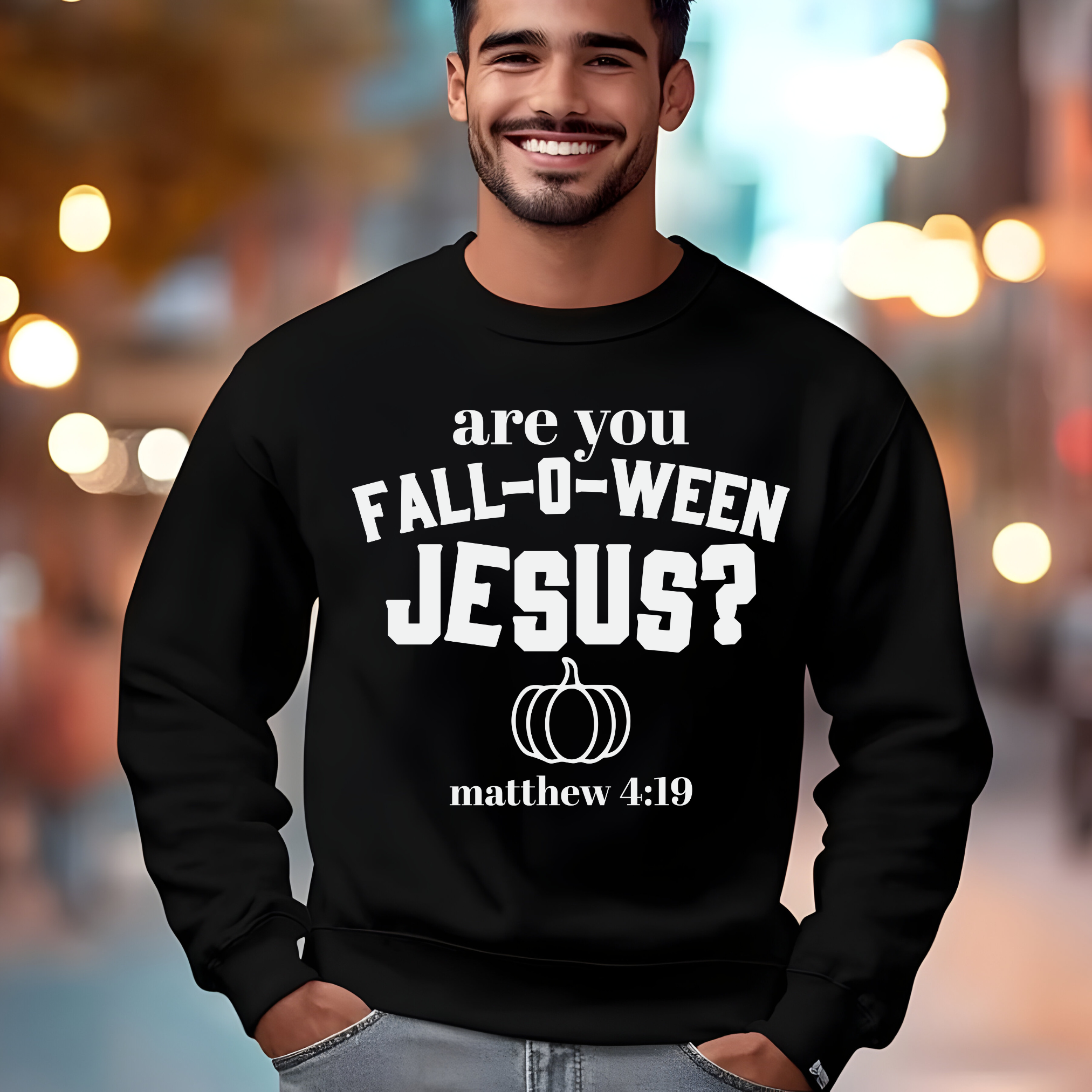 Fall-o-ween Jesus Sweatshirt product thumbnail image Fall-o-ween Jesus Sweatshirt product thumbnail image