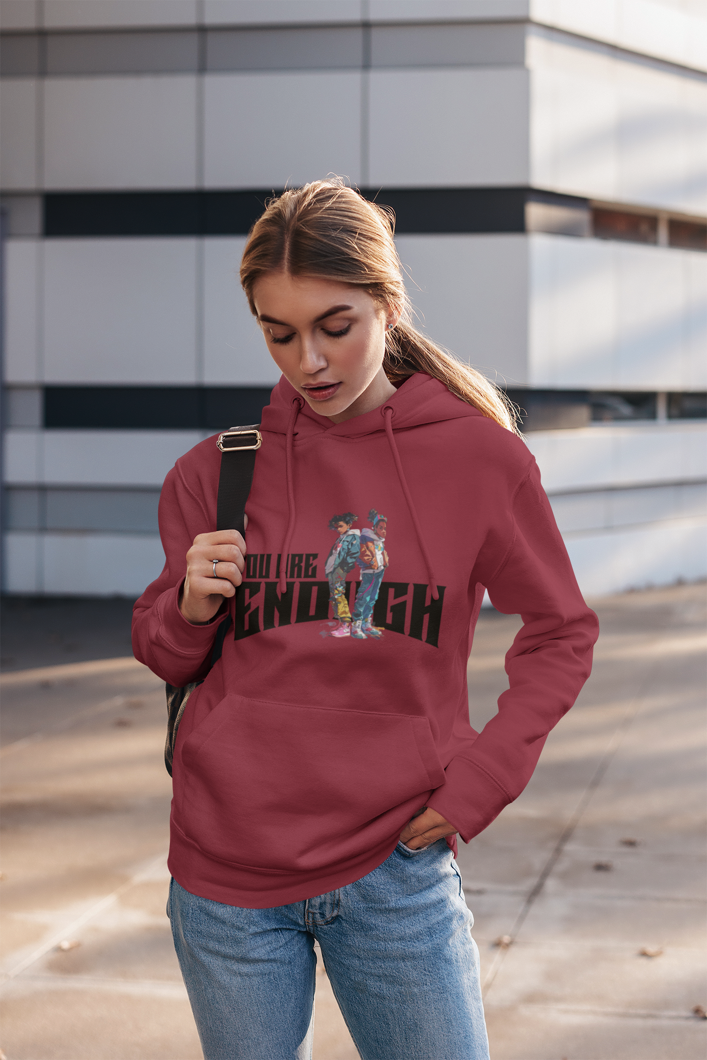 You Are Enough Hoodie, Unisex Heavy Blend Sweatshirt, Inspirational Gift, Motivational Wear, Cozy Everyday Style product thumbnail image