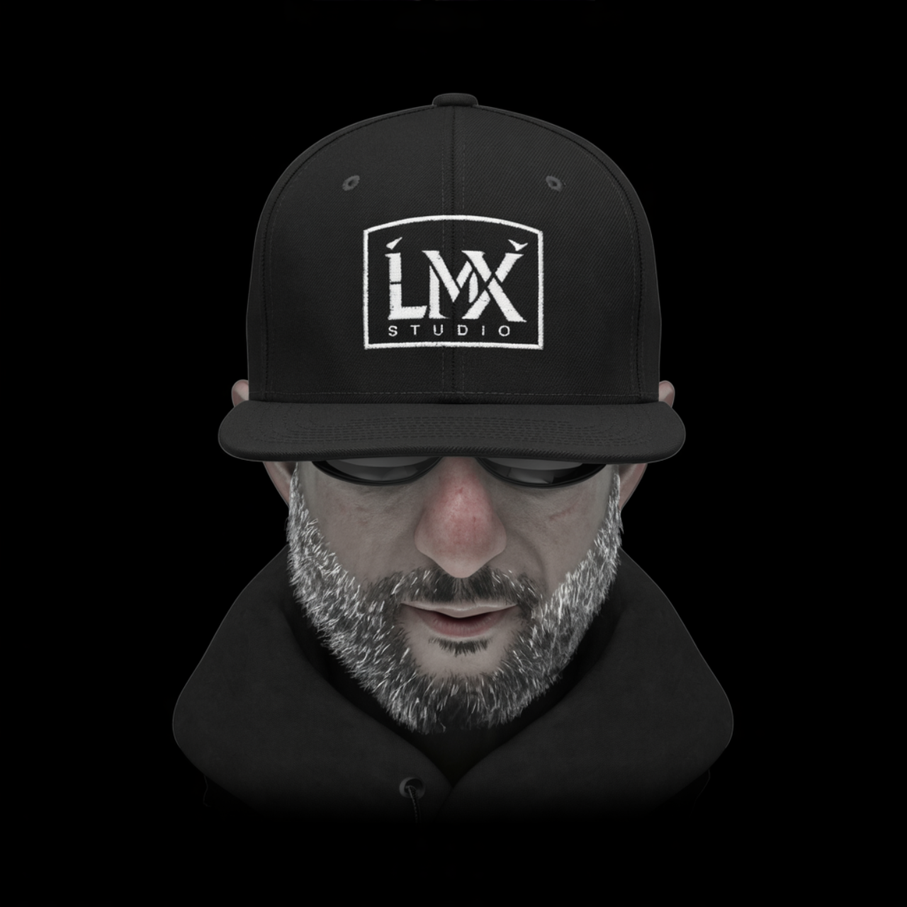 LMX Studio Premium Embroidered Snapback Hat – Black Streetwear Cap with White Stitch Logo LMX Studio Premium Embroidered Snapback Hat – Black Streetwear Cap with White Stitch Logo