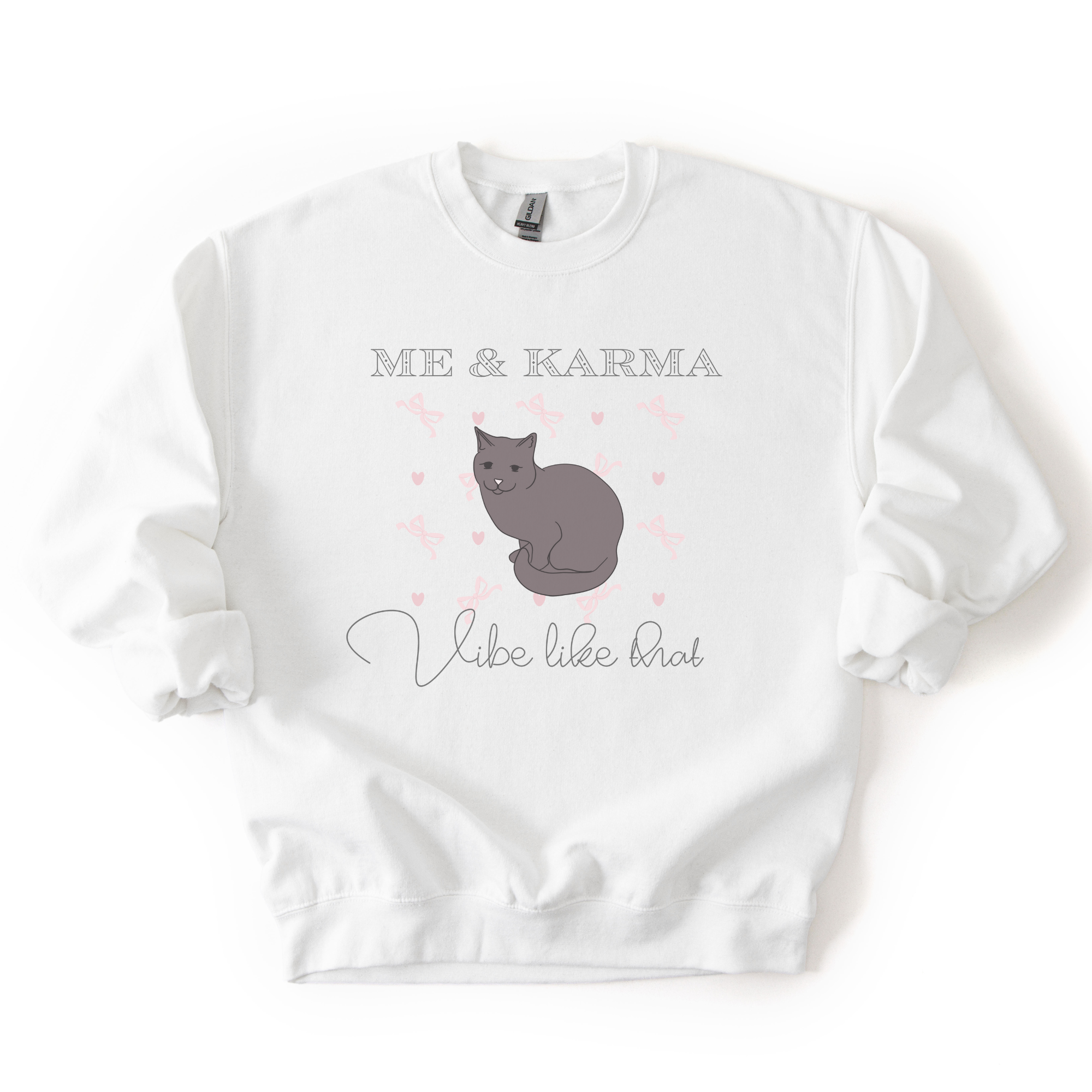 Black Cat Karma Sweatshirt | Cozy Unisex Crewneck for Cat Lovers, Cute Gift for Holidays, Casual Style, Me & Karma Design product thumbnail image Black Cat Karma Sweatshirt | Cozy Unisex Crewneck for Cat Lovers, Cute Gift for Holidays, Casual Style, Me & Karma Design product thumbnail image