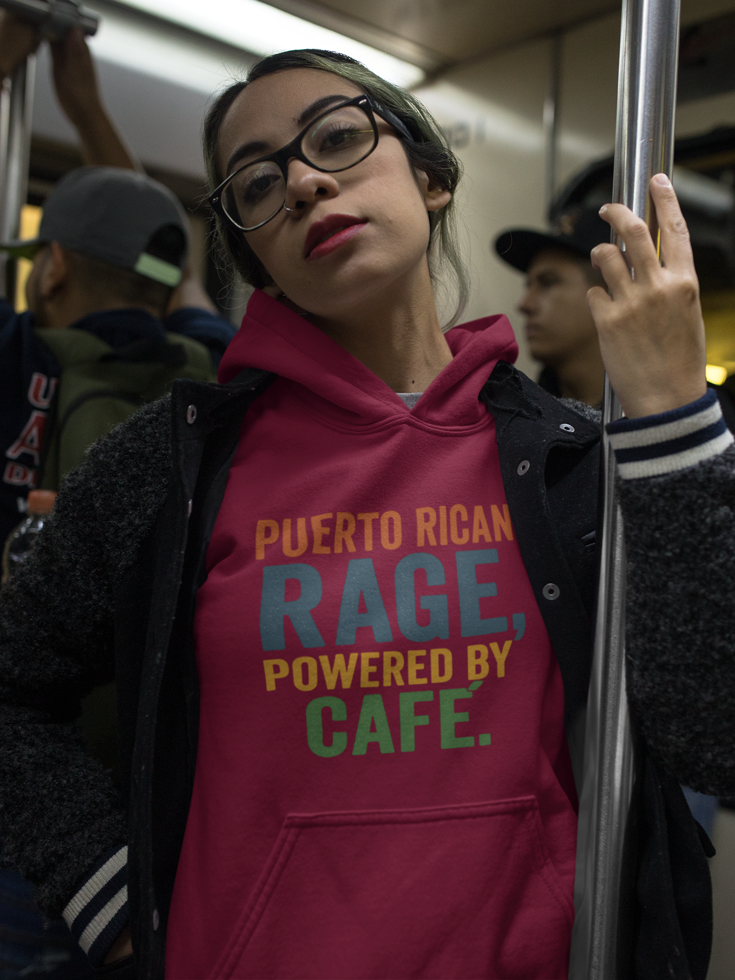 Puerto Rican Rage, Powered by Café - Unisex Hoodie product thumbnail image