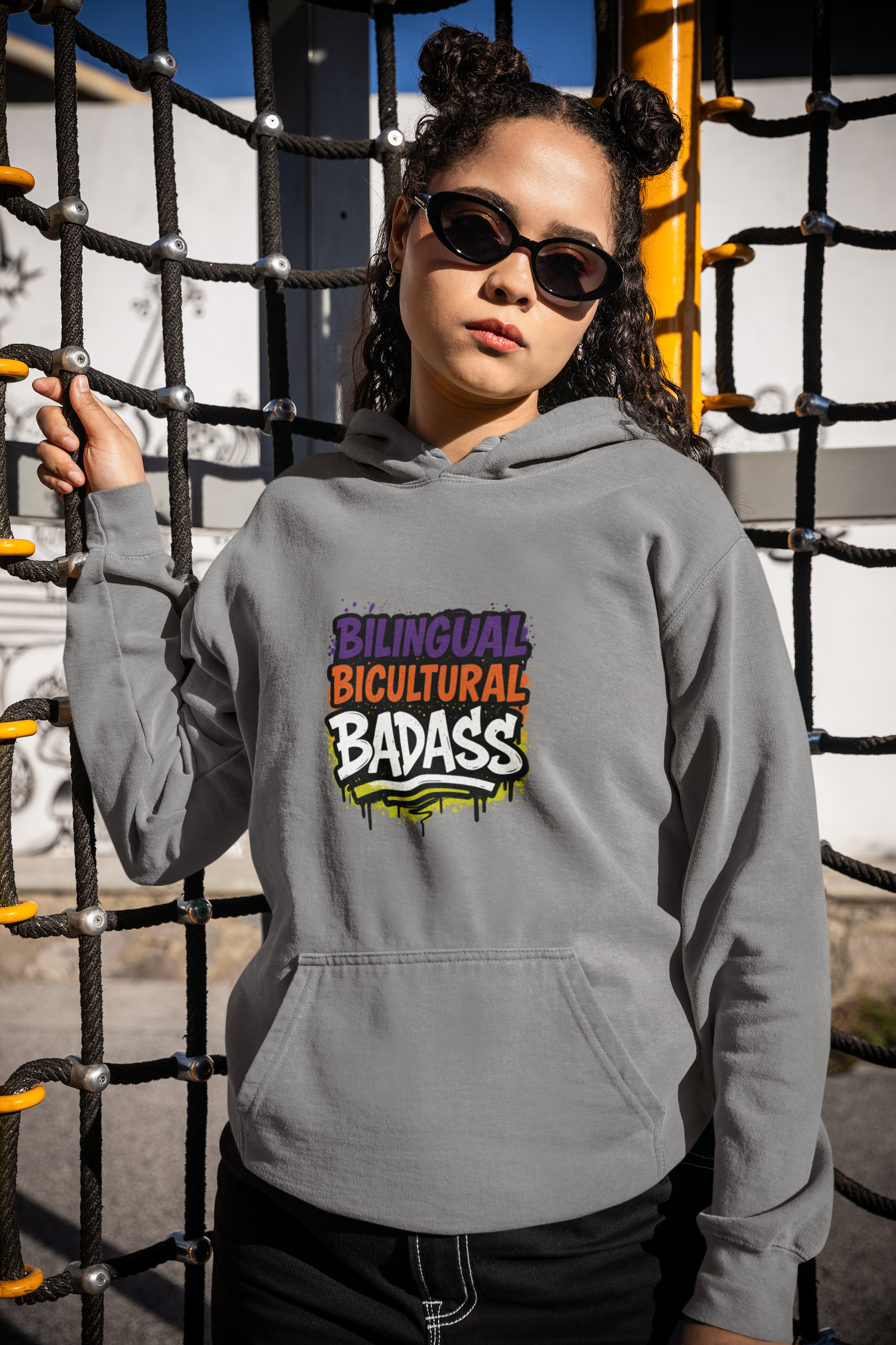 Bilingual Bicultural Badass Unisex Hoodie product thumbnail image Bilingual Bicultural Badass Unisex Hoodie product thumbnail image