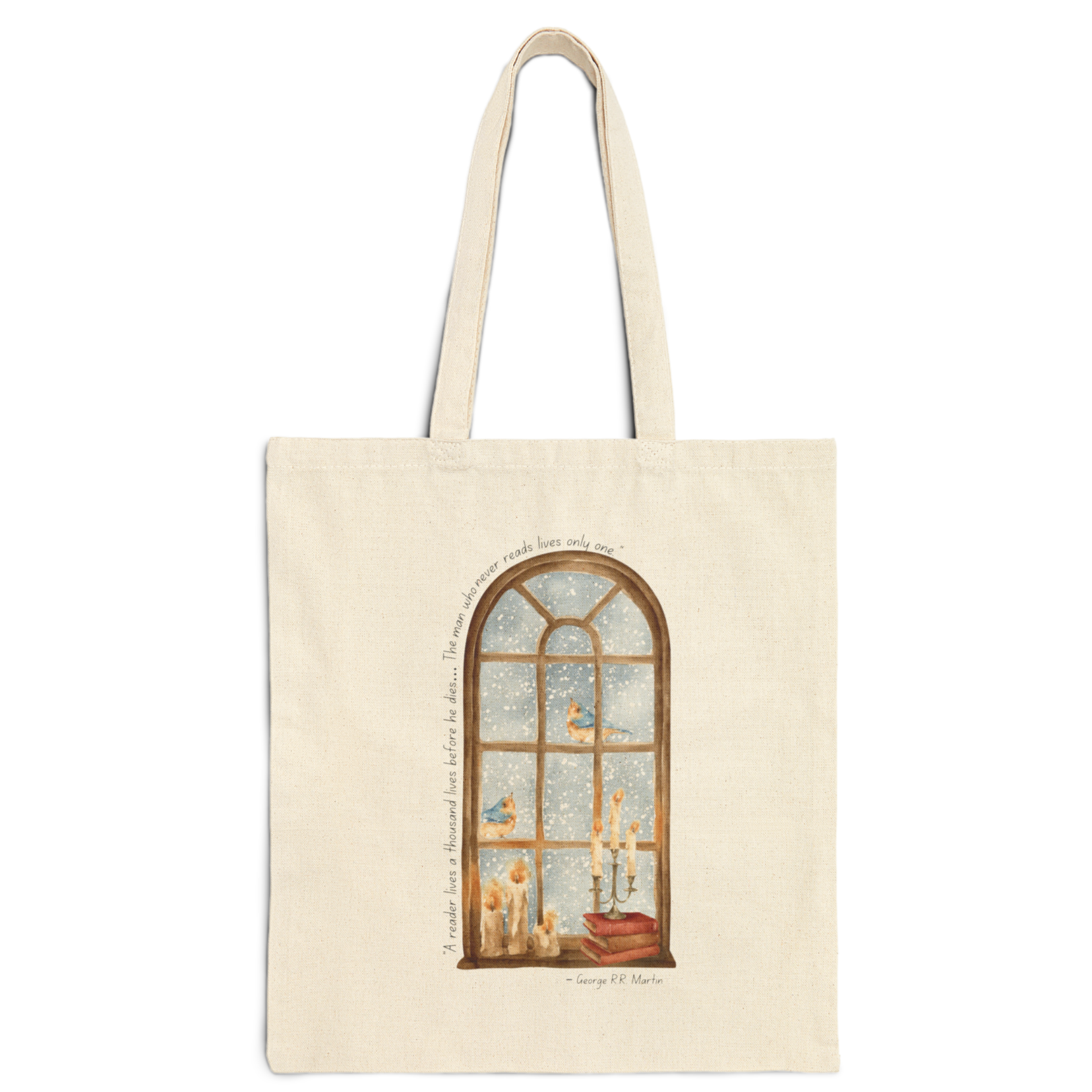 A Reader Lives A Thousand Lives Cotton Canvas Tote Bag product thumbnail image A Reader Lives A Thousand Lives Cotton Canvas Tote Bag product thumbnail image